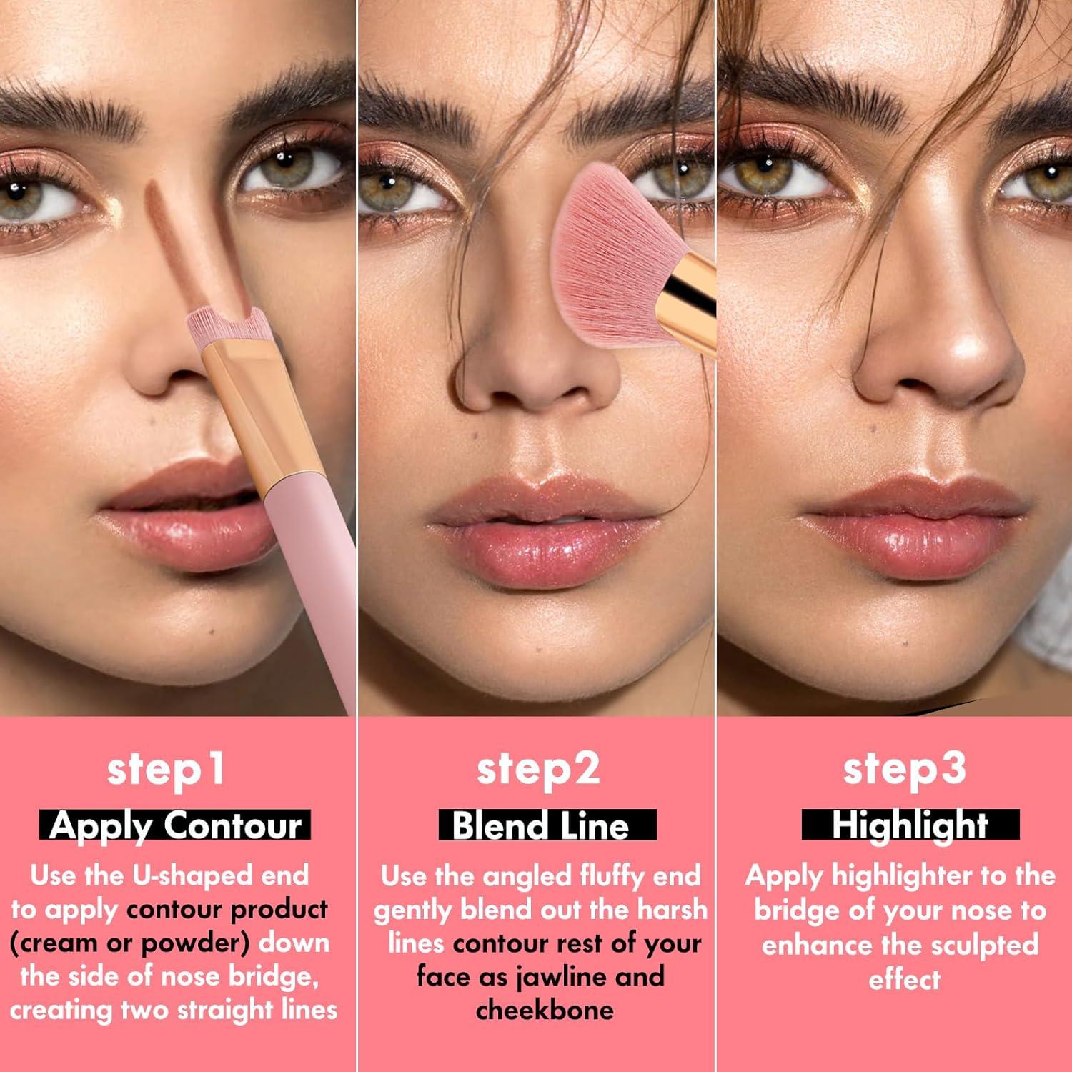 Brocha de Contorno de Nariz 2-en-1 Yuanxiang Rosa