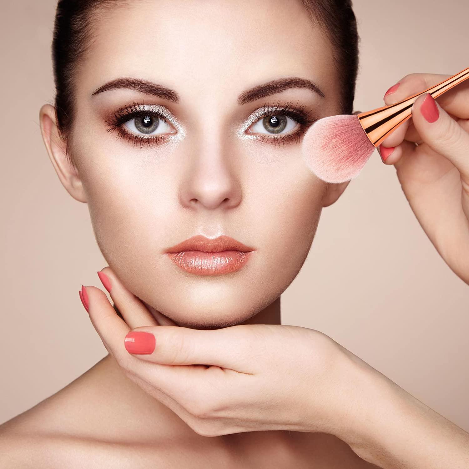 Set de 2 Brochas de Maquillaje BEATURE Oro Rosa - Suaves y Esponjosas