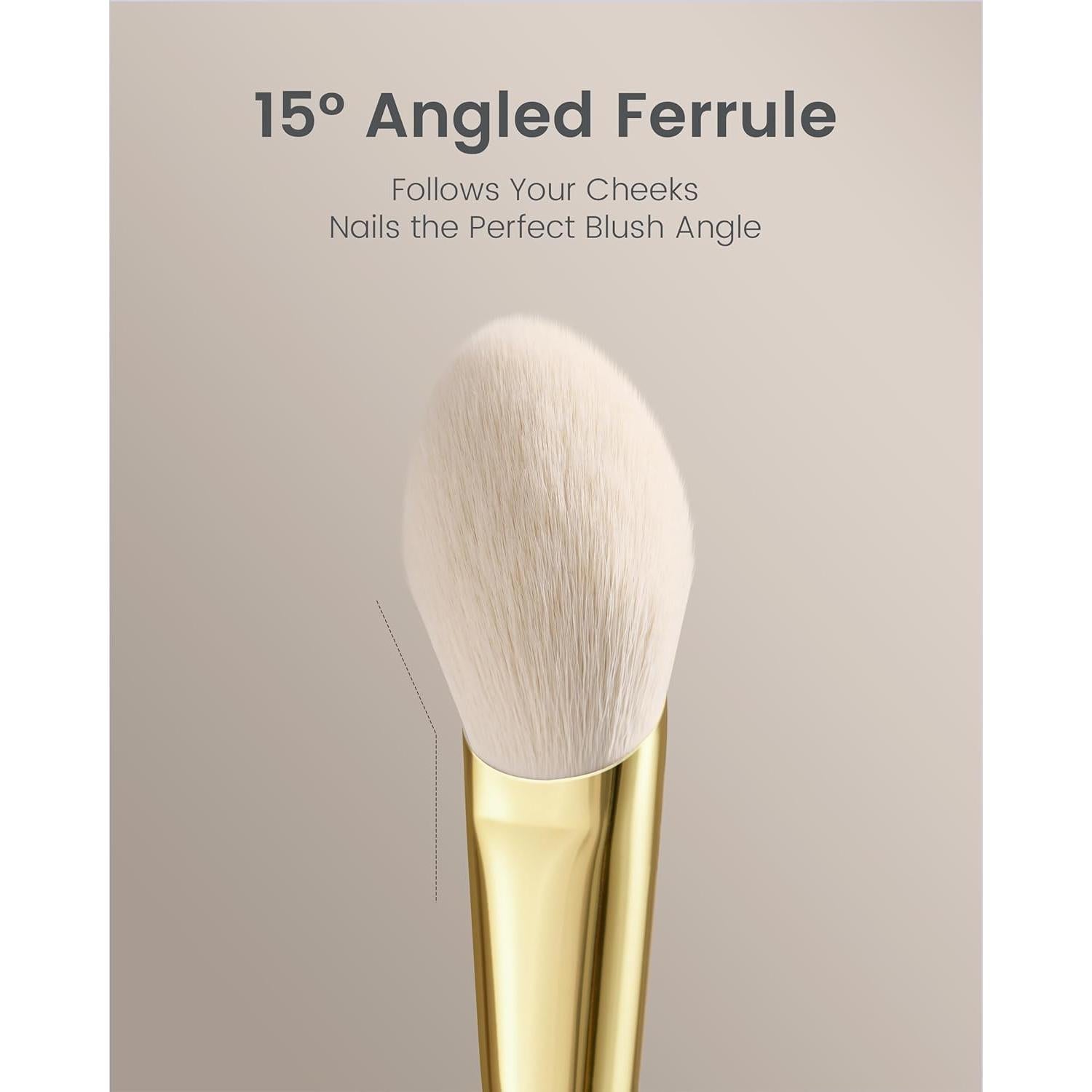 Brocha Angulada Blush ROWNYEON CM 160 - Cerdas Suaves y Mango de Bubinga