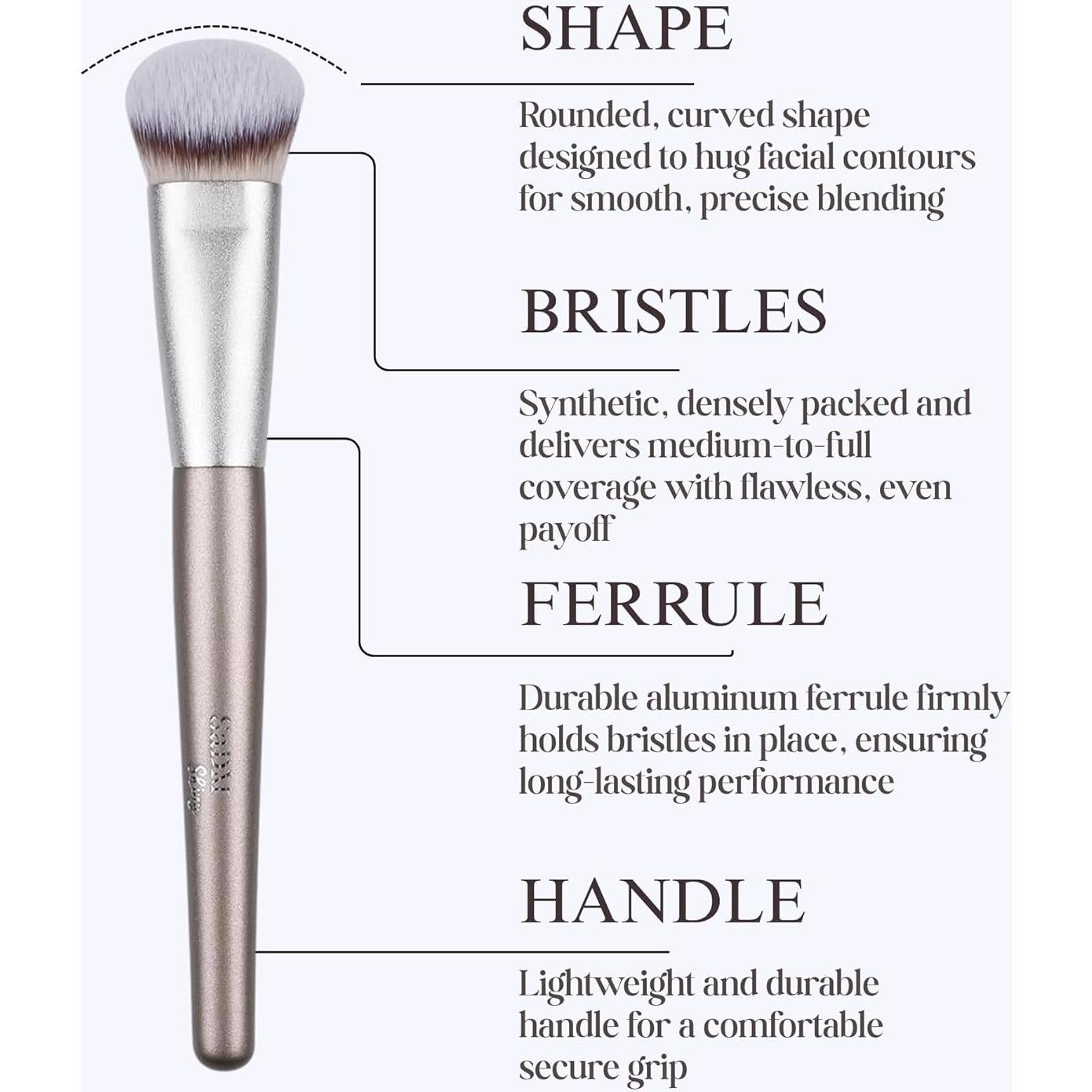 Brocha de Maquillaje Profesional SaDM Shiny - Vegana 18.8cm