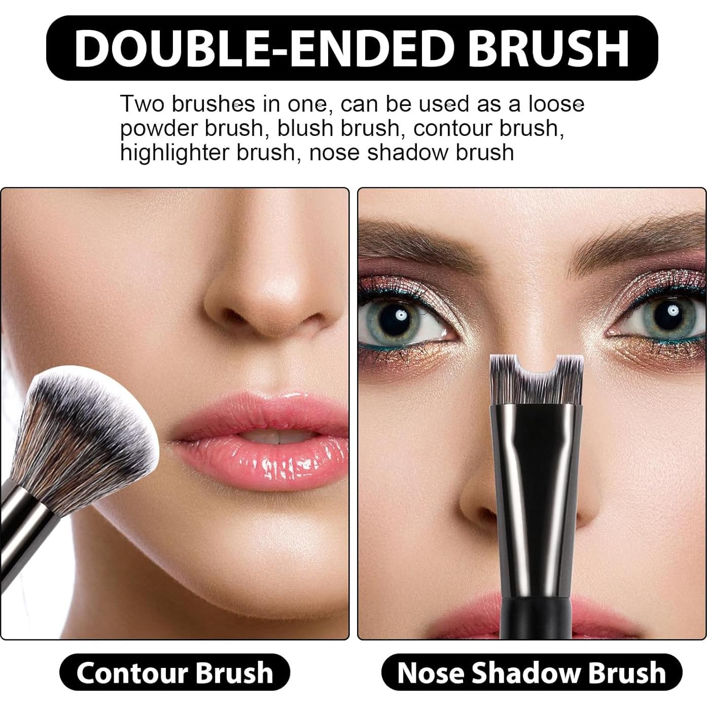 Brocha de Contorno de Nariz 2 en 1 - Cerdas Premium para Maquillaje