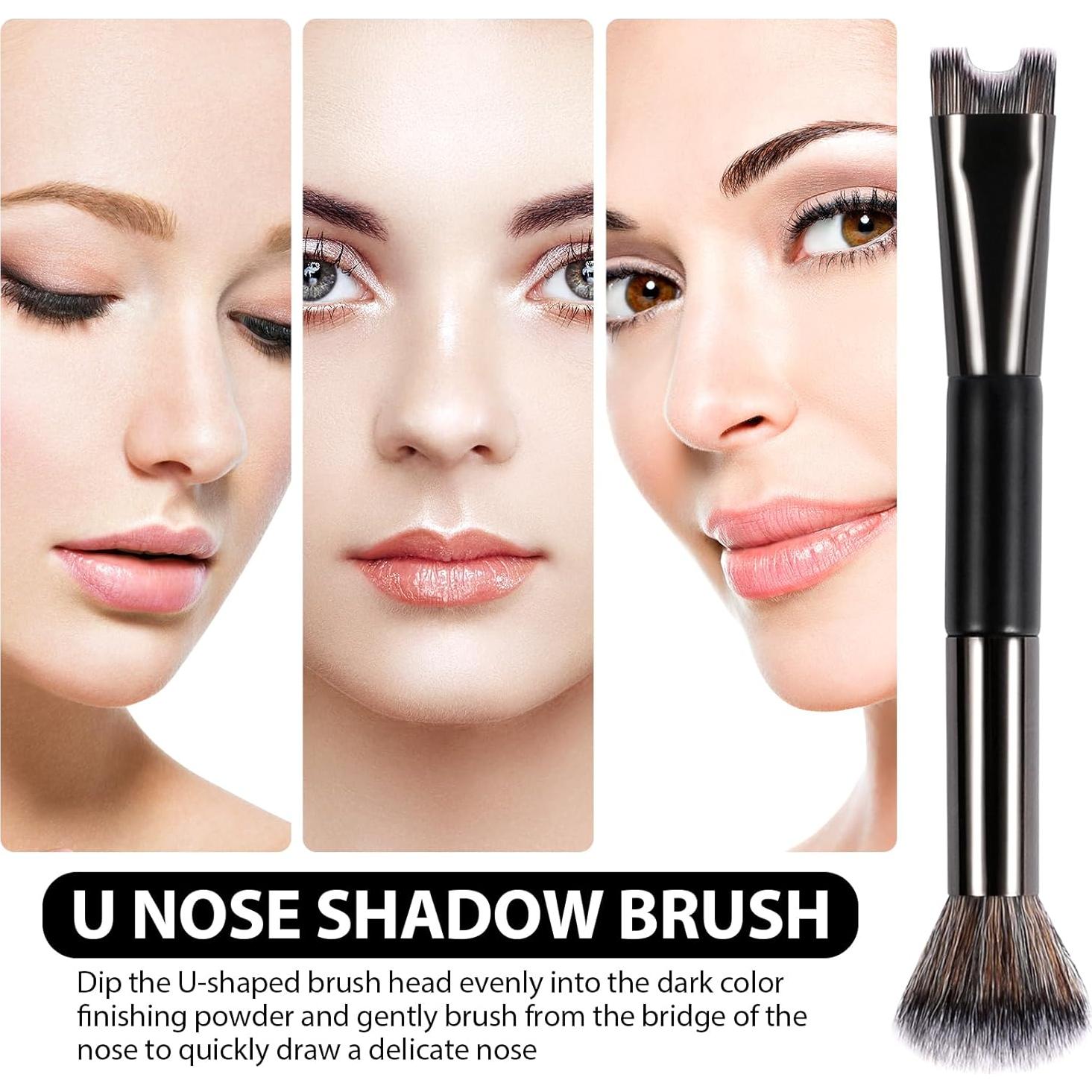 Brocha de Contorno de Nariz 2 en 1 - Cerdas Premium para Maquillaje