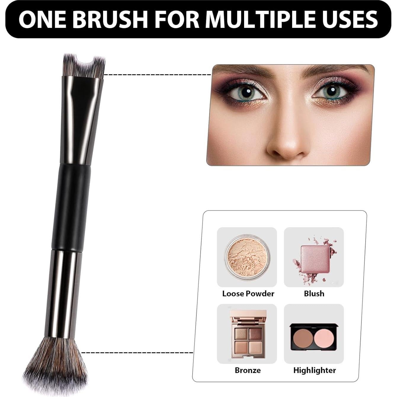 Brocha de Contorno de Nariz 2 en 1 - Cerdas Premium para Maquillaje