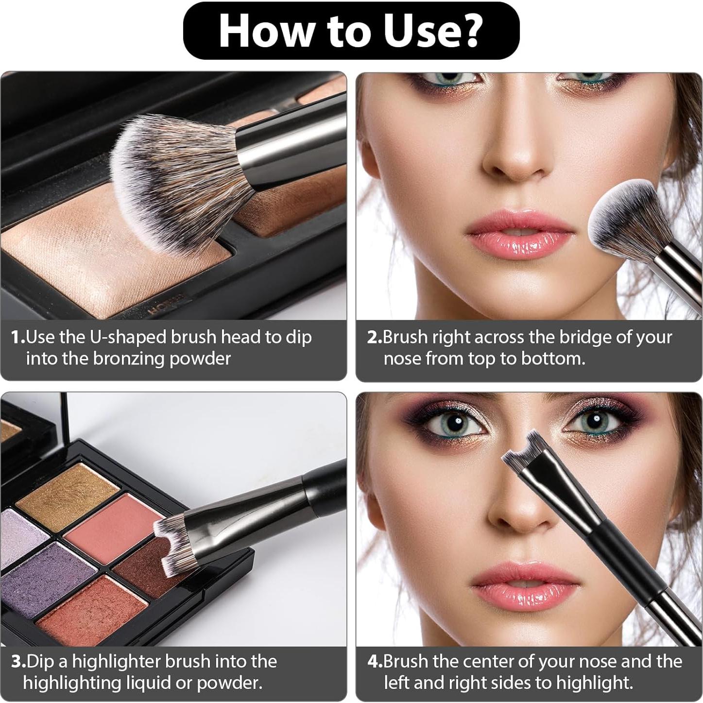 Brocha de Contorno de Nariz 2 en 1 - Cerdas Premium para Maquillaje