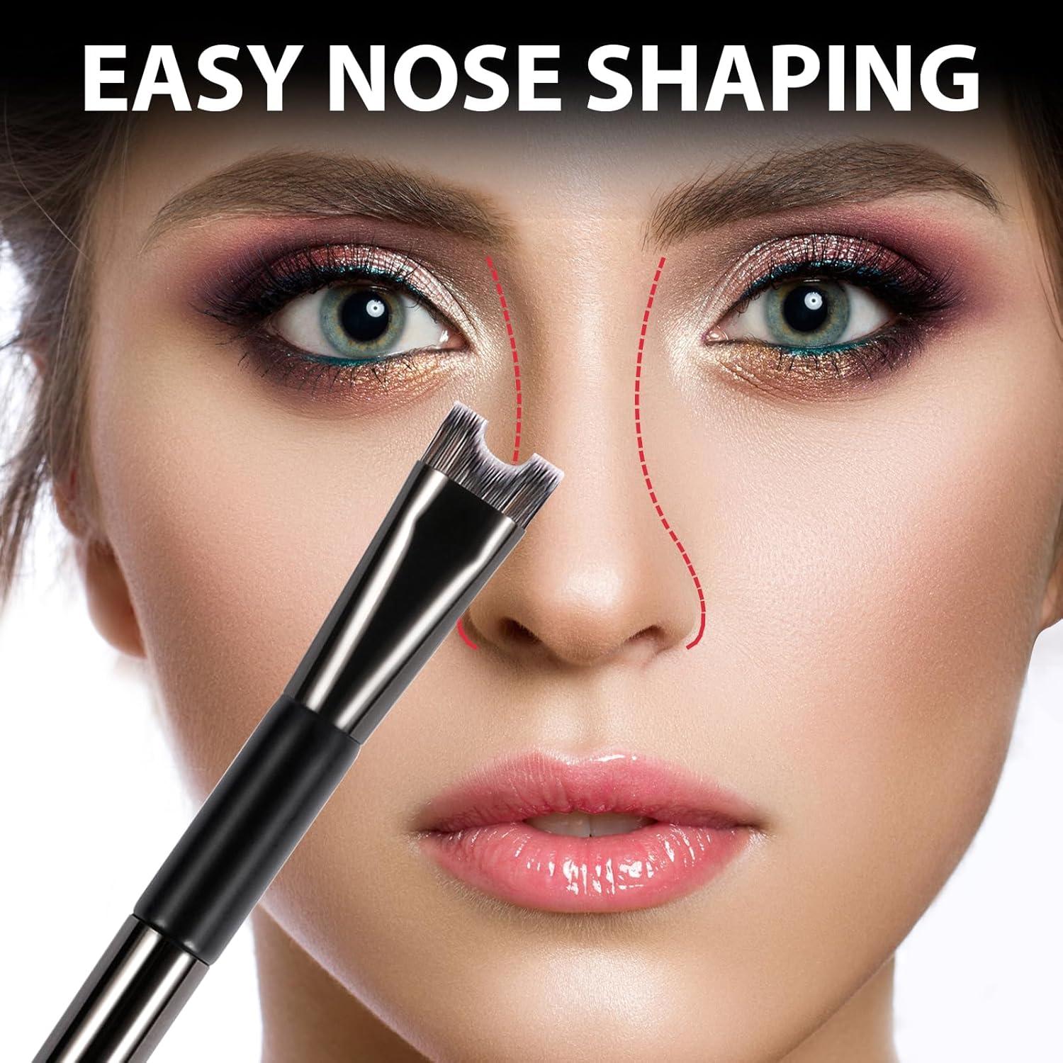 Brocha de Contorno de Nariz 2 en 1 - Cerdas Premium para Maquillaje