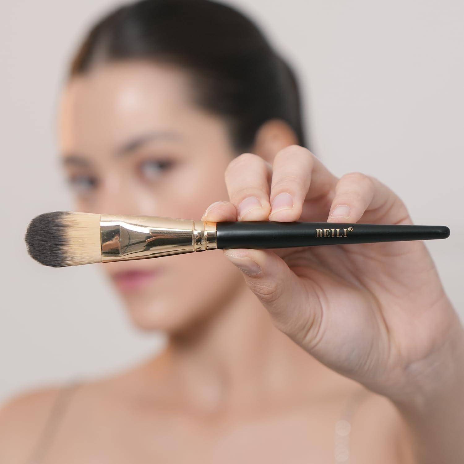 Conjunto de Brochas de Maquillaje BEILI - 2 Piezas para Base Líquida y Corrector