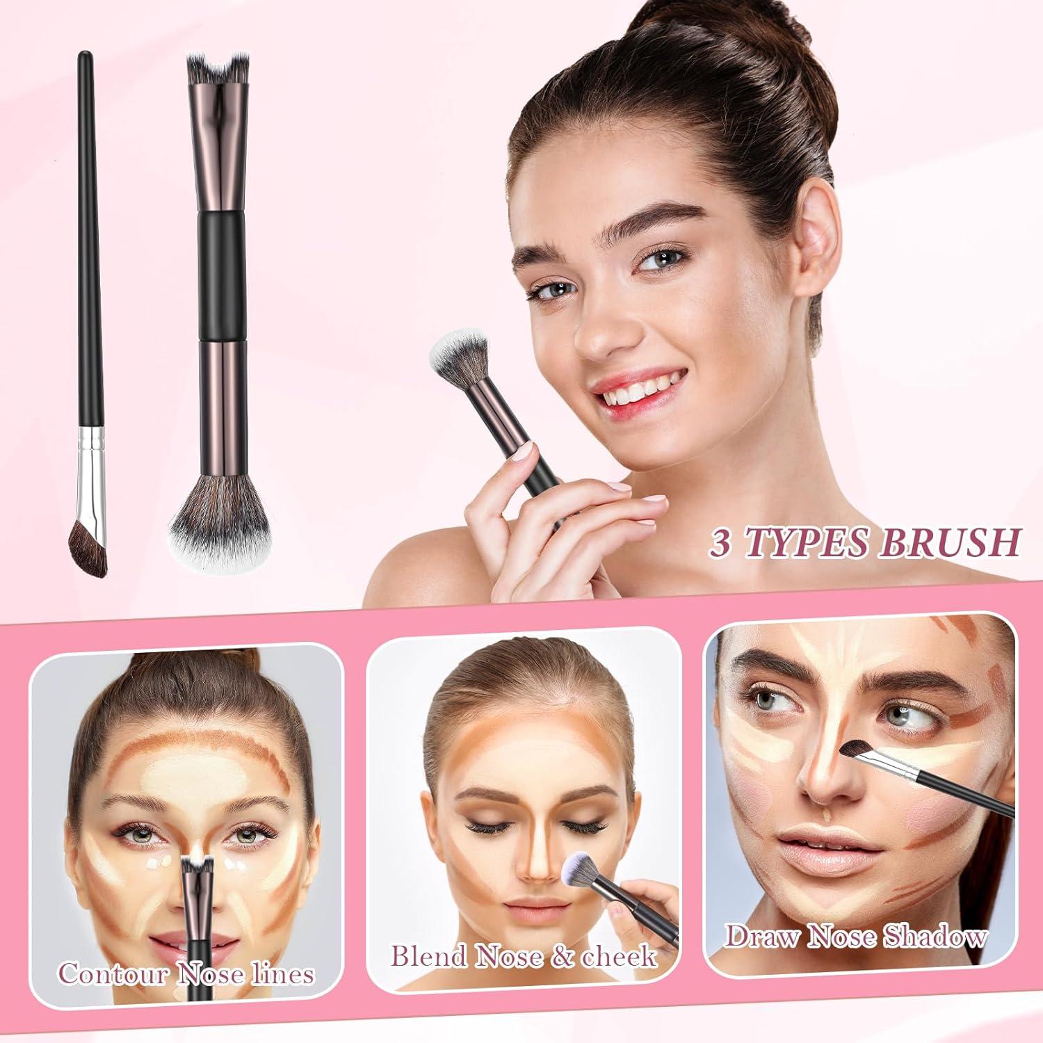 Brochas de Maquillaje Doble Cabeza GEEHUA para Contorno de Nariz