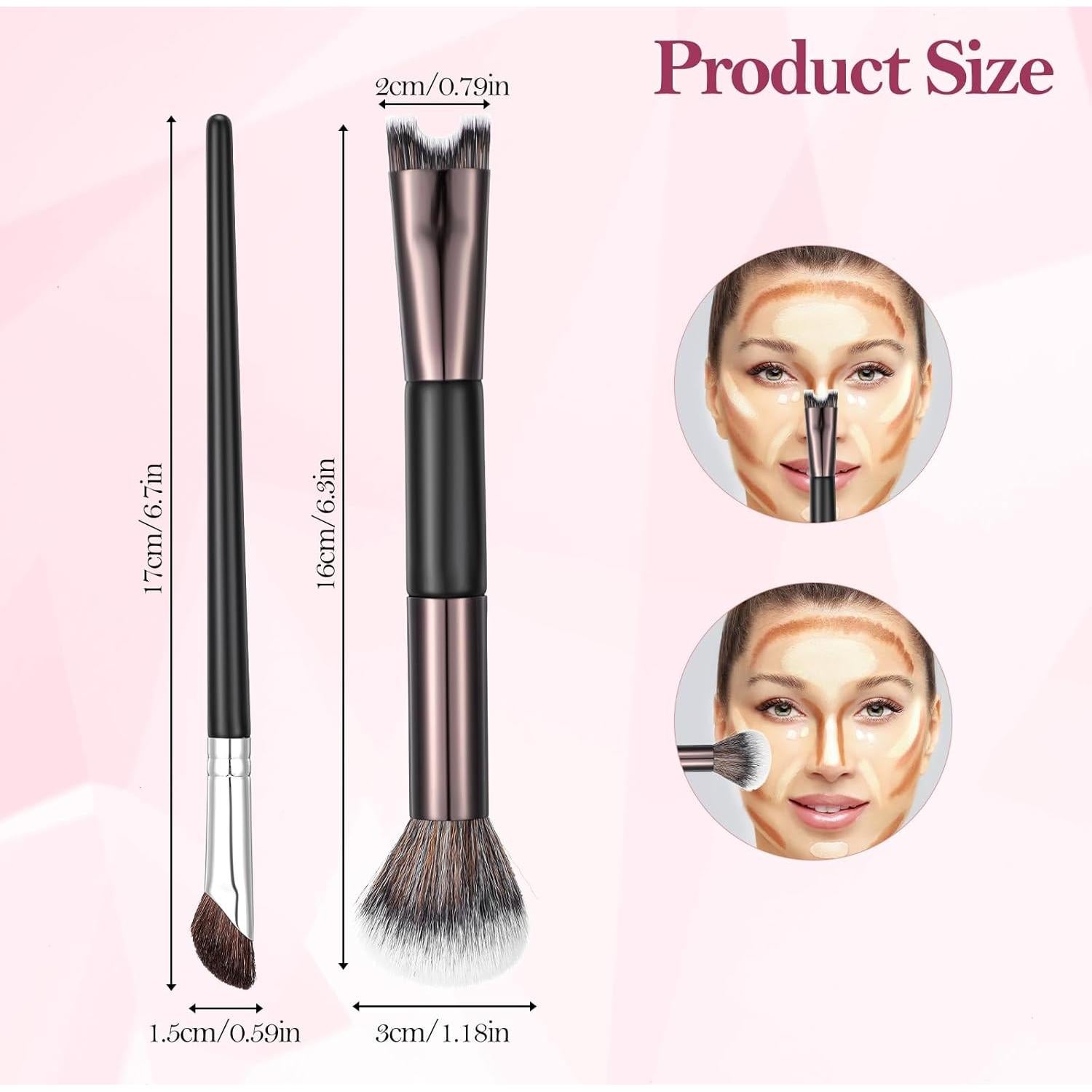 Brochas de Maquillaje Doble Cabeza GEEHUA para Contorno de Nariz