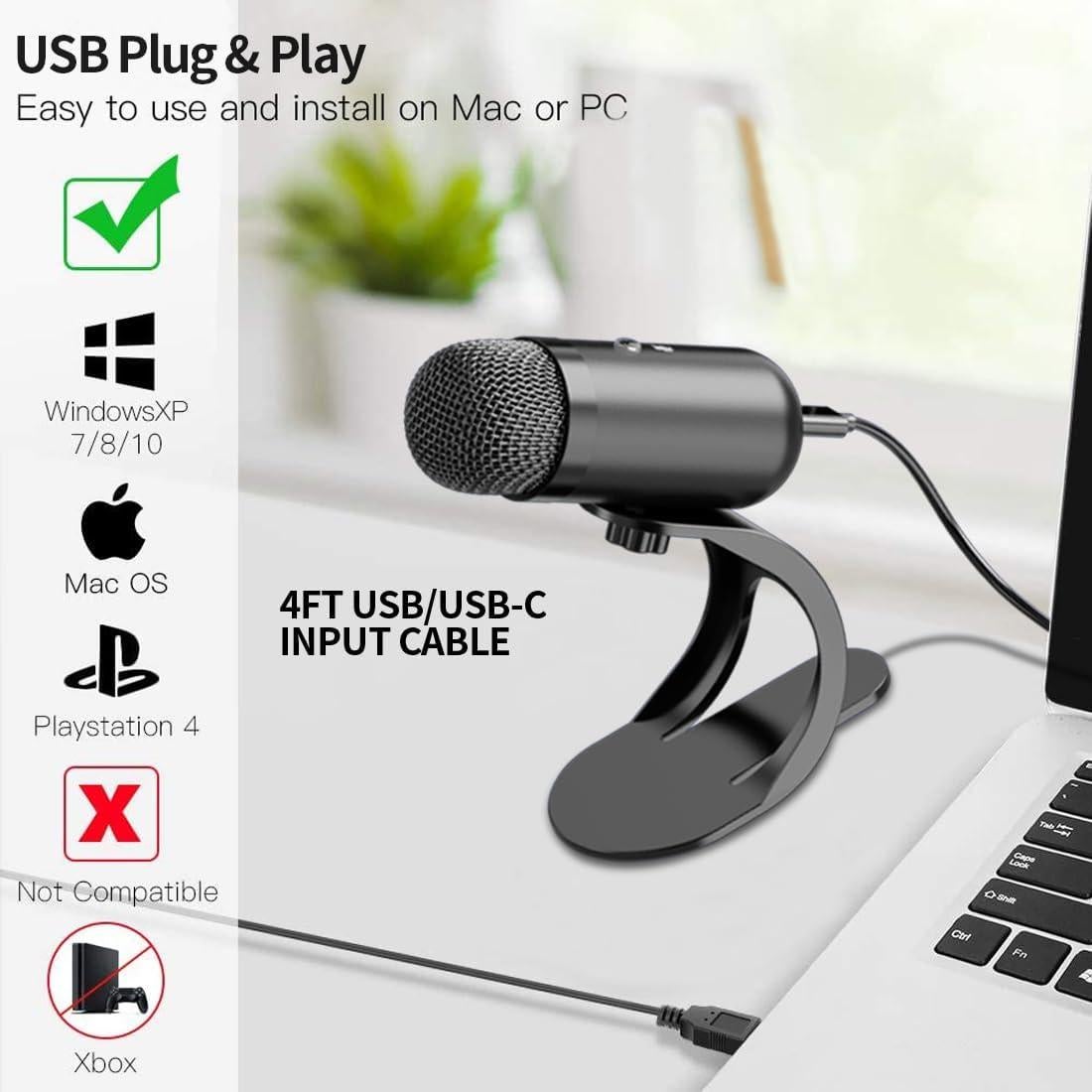 Micrófono USB LiANGSTAR K6 para PC y Laptop, Omnidireccional