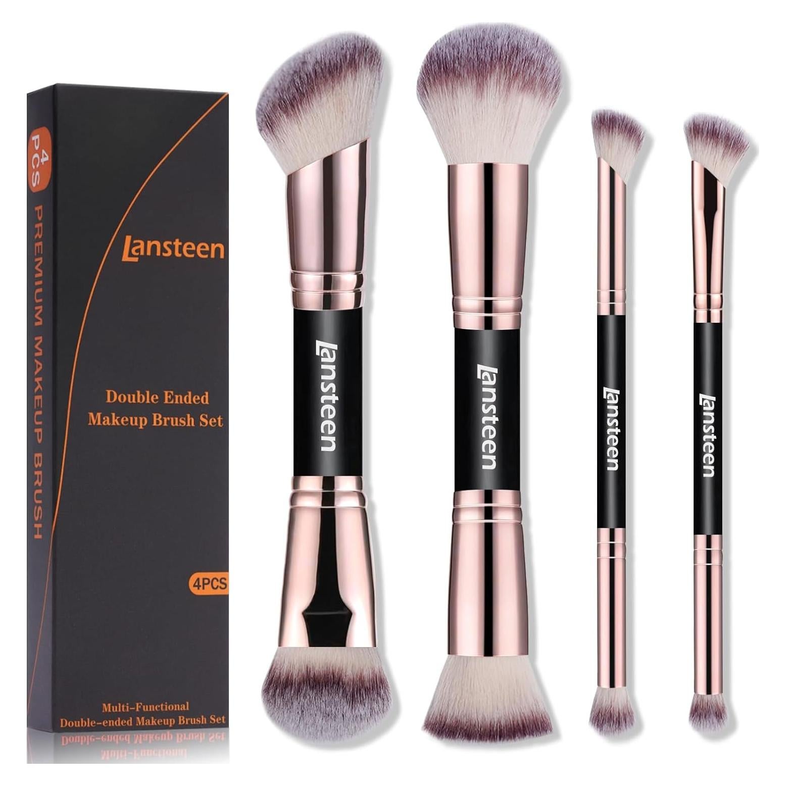 Juego de Brochas de Maquillaje Lansteen 4PCS Doble Cara