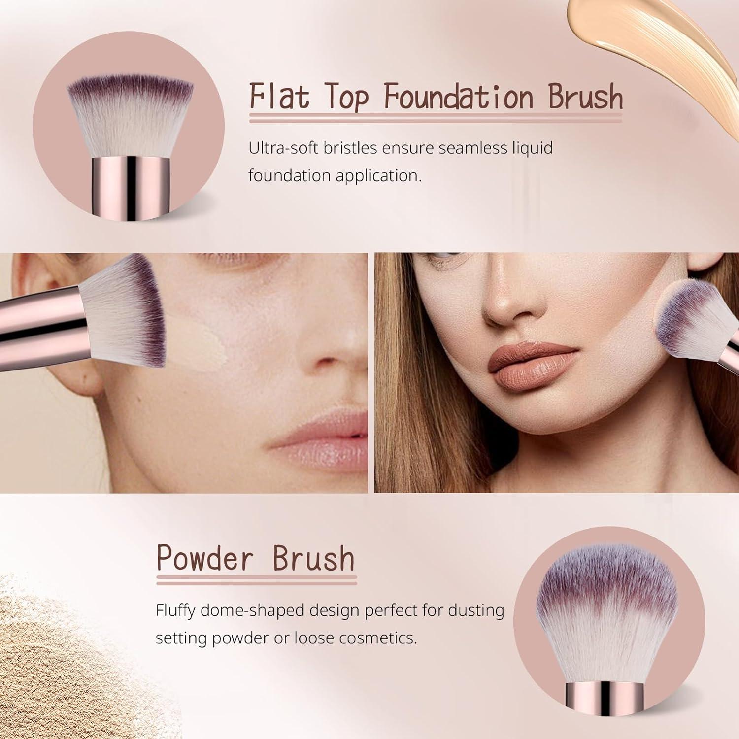 Juego de Brochas de Maquillaje Lansteen 4PCS Doble Cara