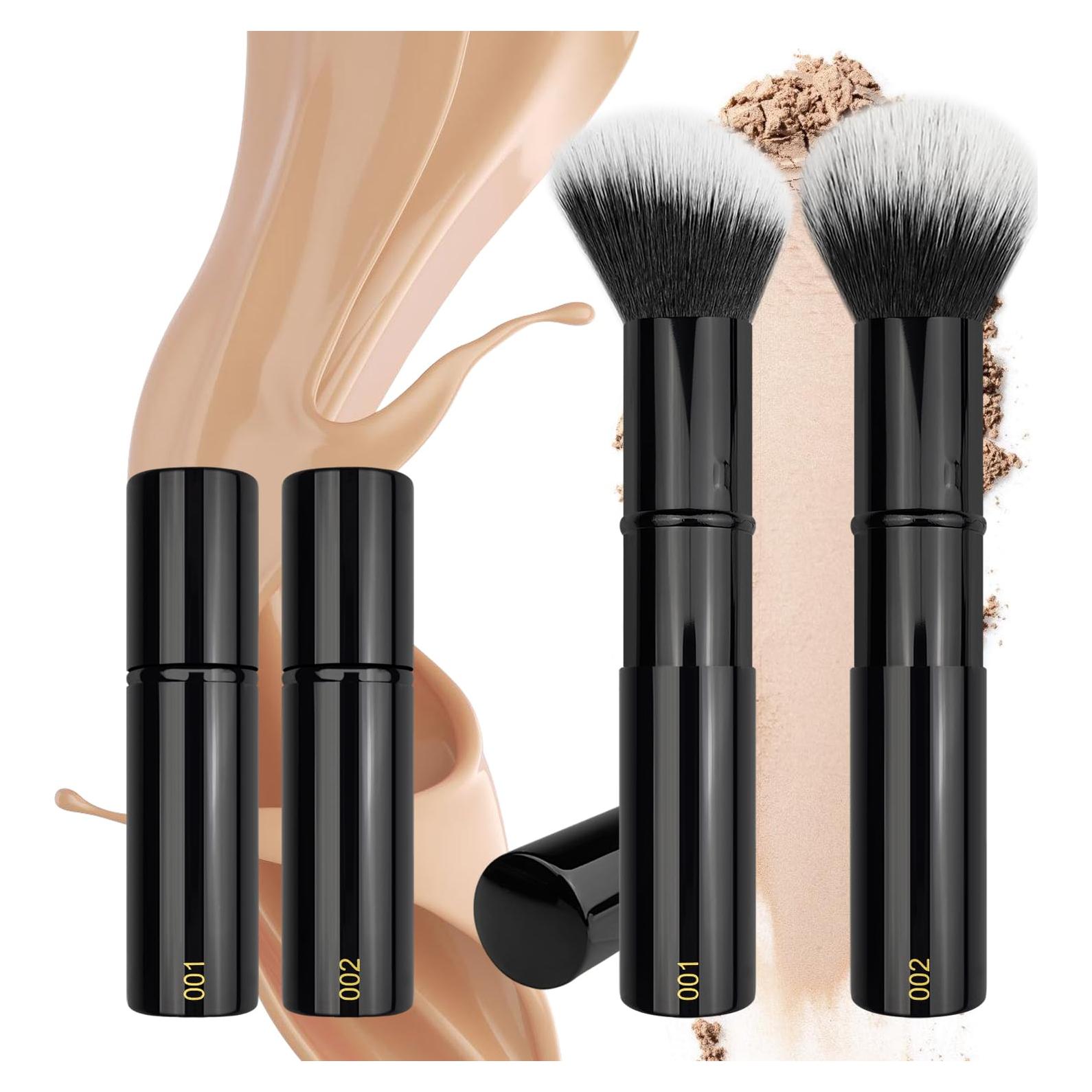 Brochas de Maquillaje Kabuki Retráctiles JILIER 2 Pcs