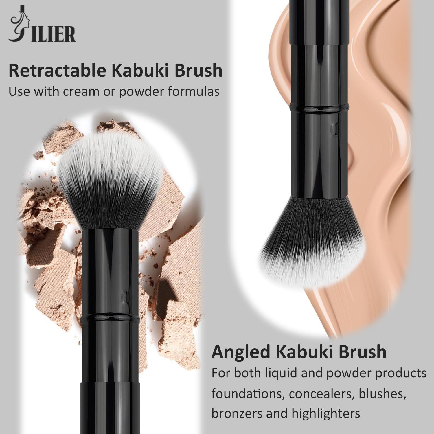 Brochas de Maquillaje Kabuki Retráctiles JILIER 2 Pcs