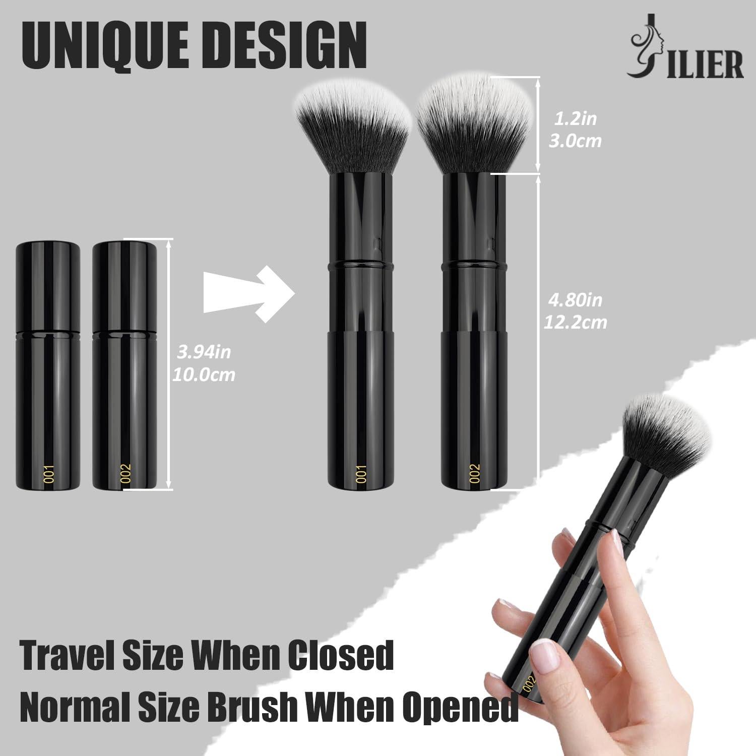 Brochas de Maquillaje Kabuki Retráctiles JILIER 2 Pcs