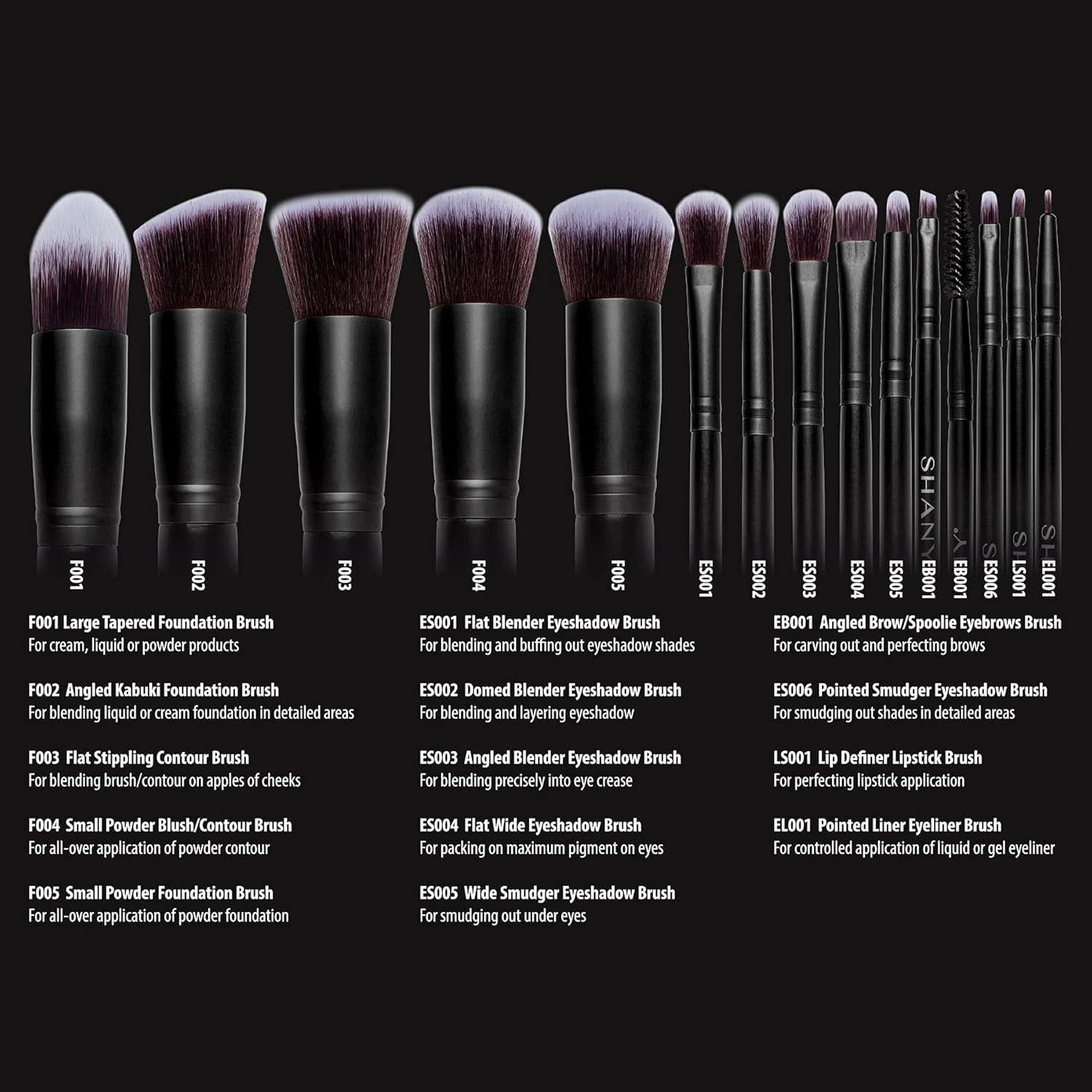 Set de 14 Pinceles de Maquillaje SHANY Bombshell Negra