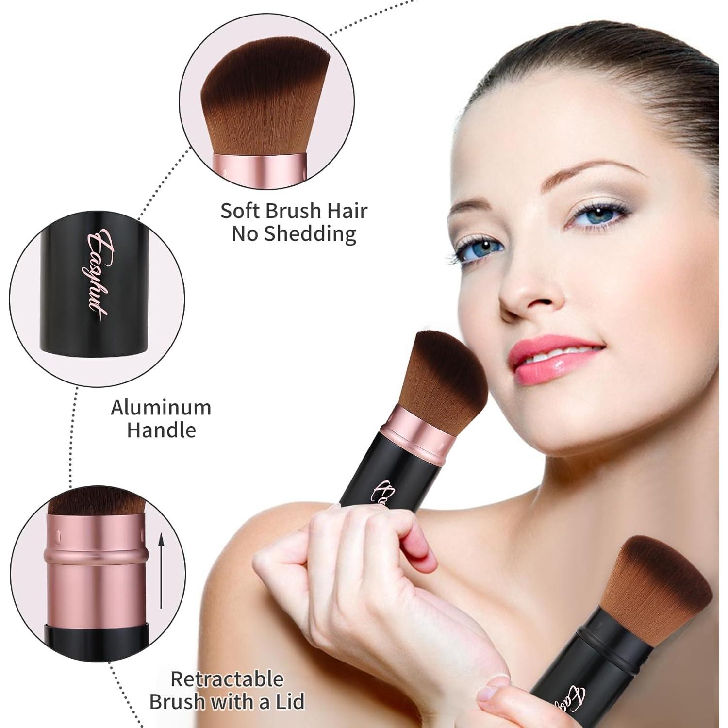 Juego de Brochas de Maquillaje Retráctiles Easyhut 2 Pcs Oro Rosa