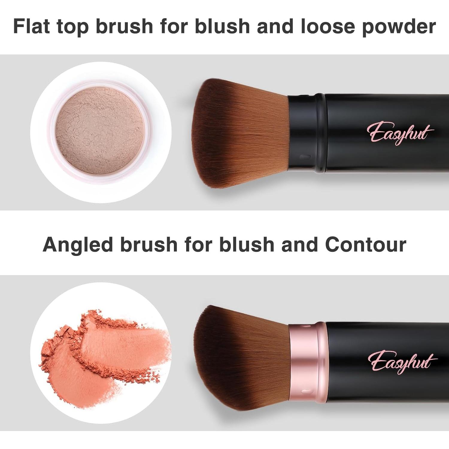 Juego de Brochas de Maquillaje Retráctiles Easyhut 2 Pcs Oro Rosa