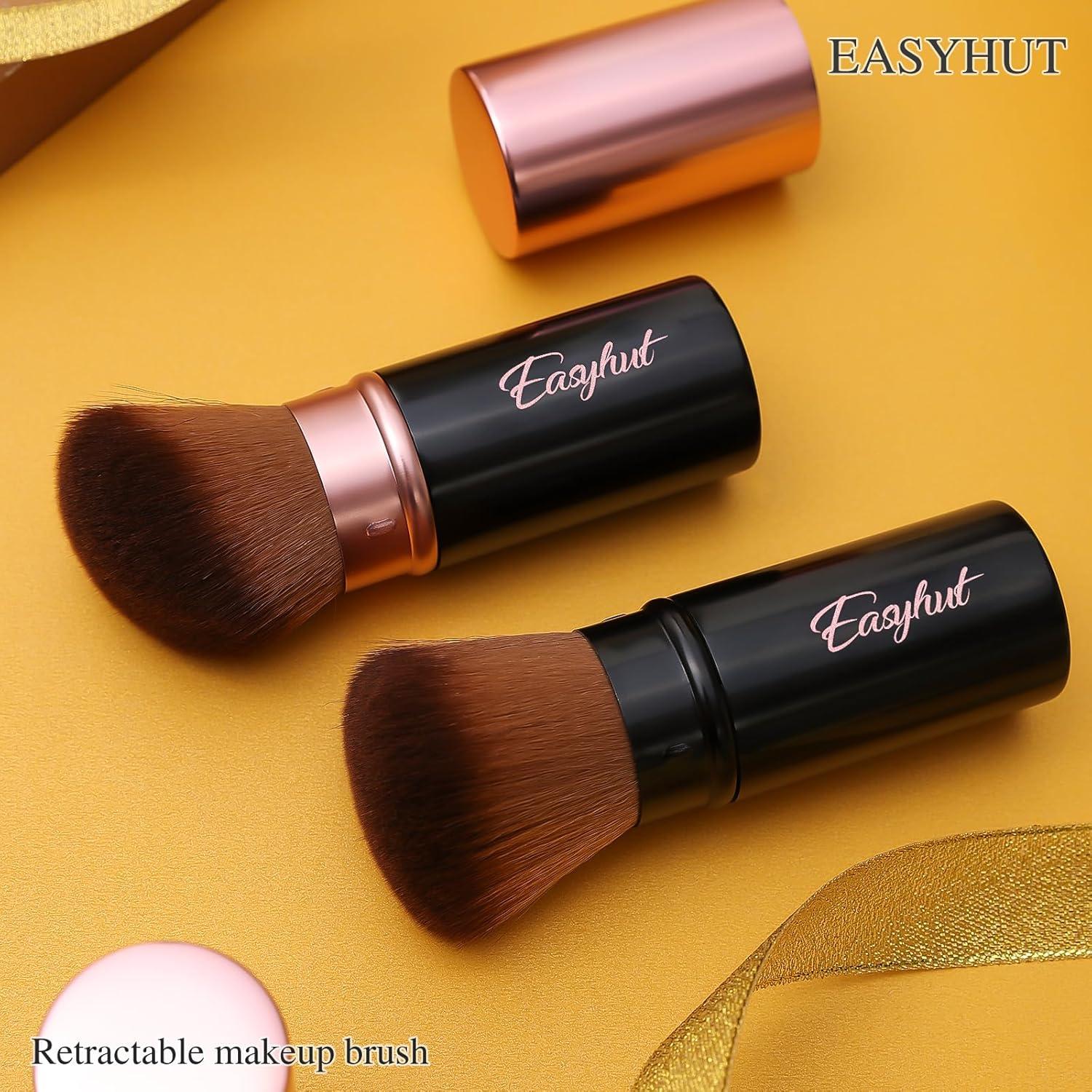Juego de Brochas de Maquillaje Retráctiles Easyhut 2 Pcs Oro Rosa
