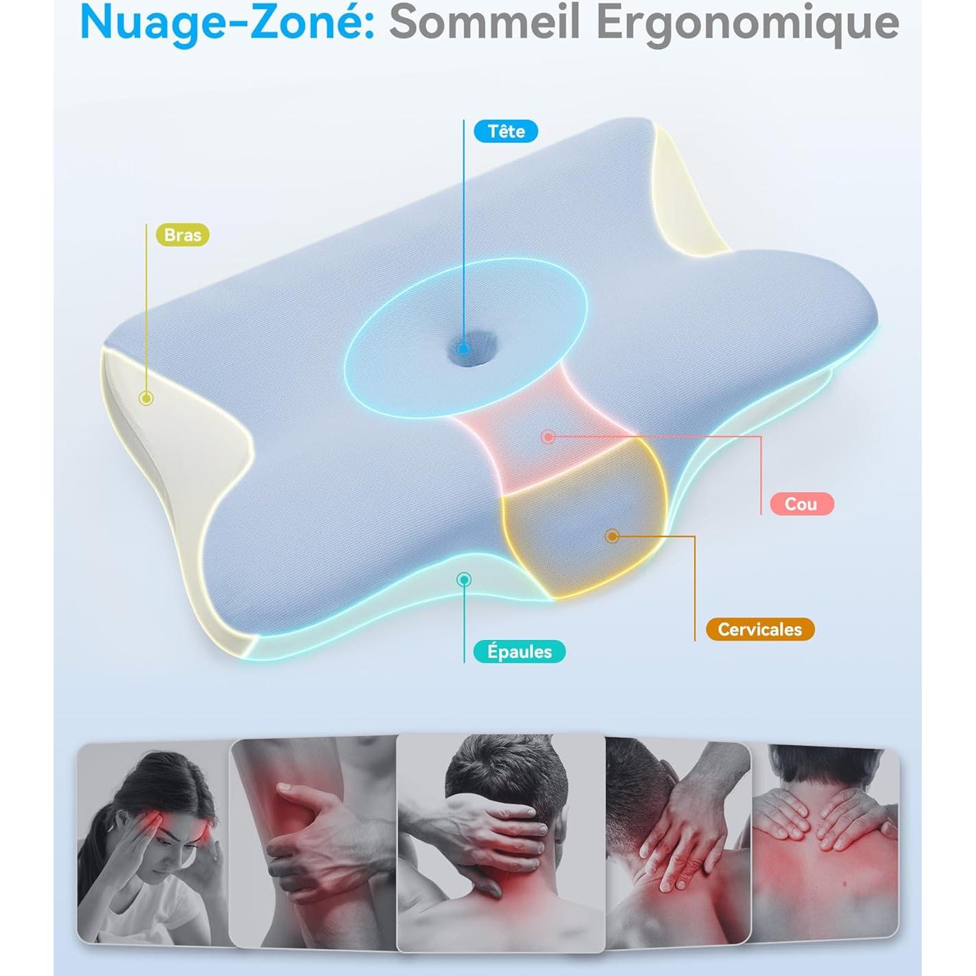 Almohada Cervical Restnature Ergonómica Espuma de Memoria Azul