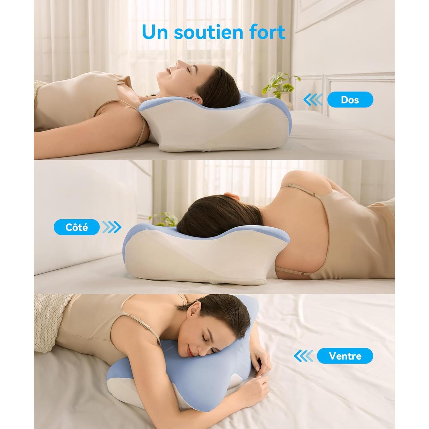Almohada Cervical Restnature Ergonómica Espuma de Memoria Azul