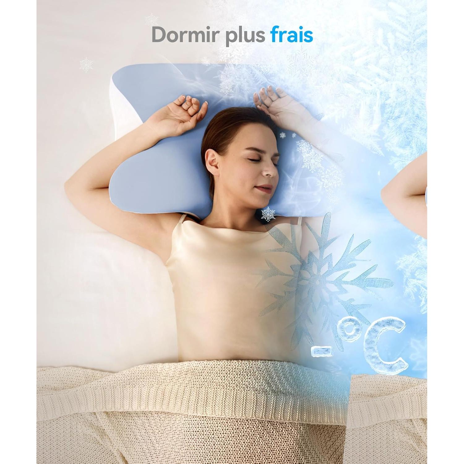 Almohada Cervical Restnature Ergonómica Espuma de Memoria Azul