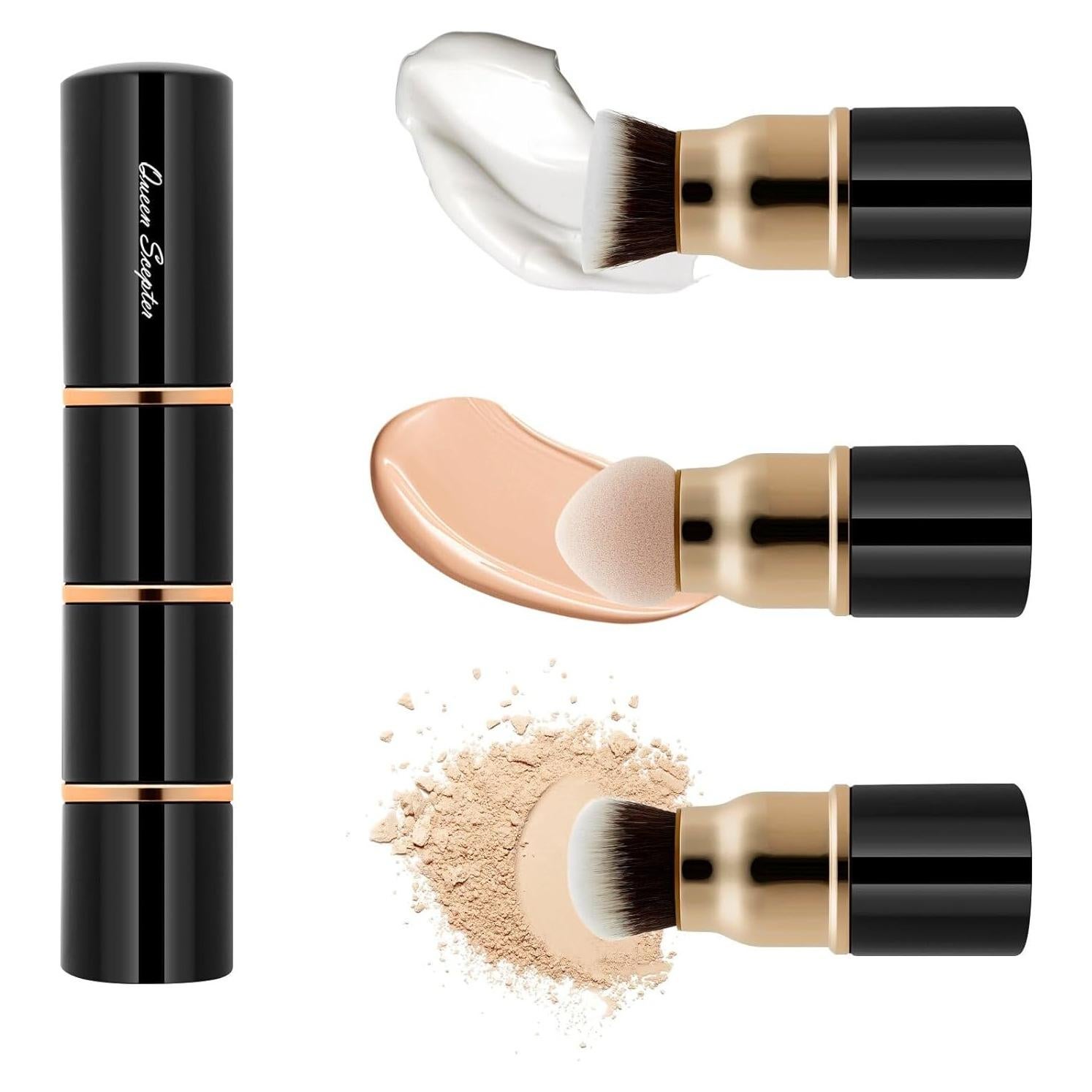 Set de Brochas de Maquillaje 3 en 1 Queen Scepter Kabuki Viaje