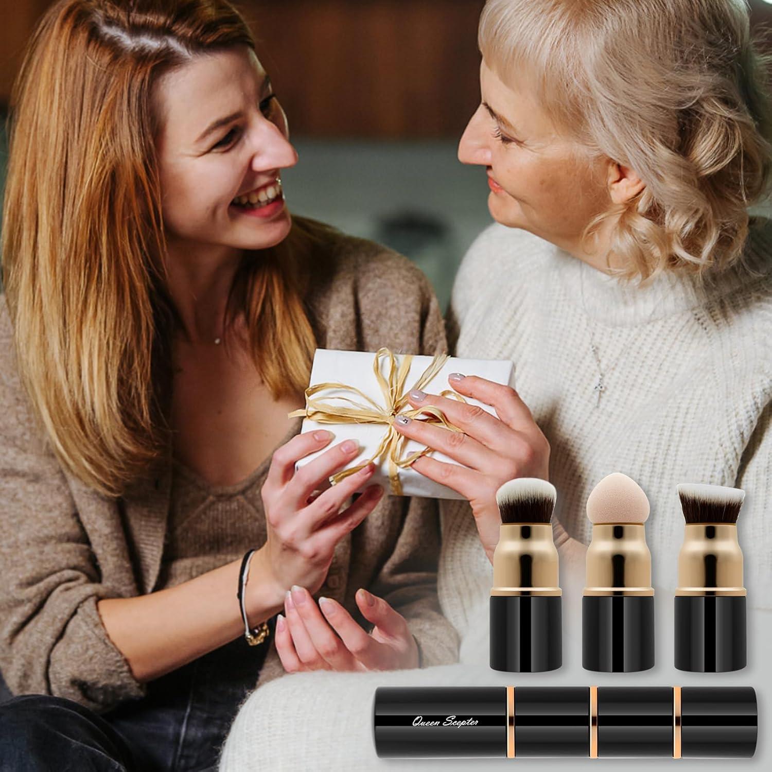 Set de Brochas de Maquillaje 3 en 1 Queen Scepter Kabuki Viaje