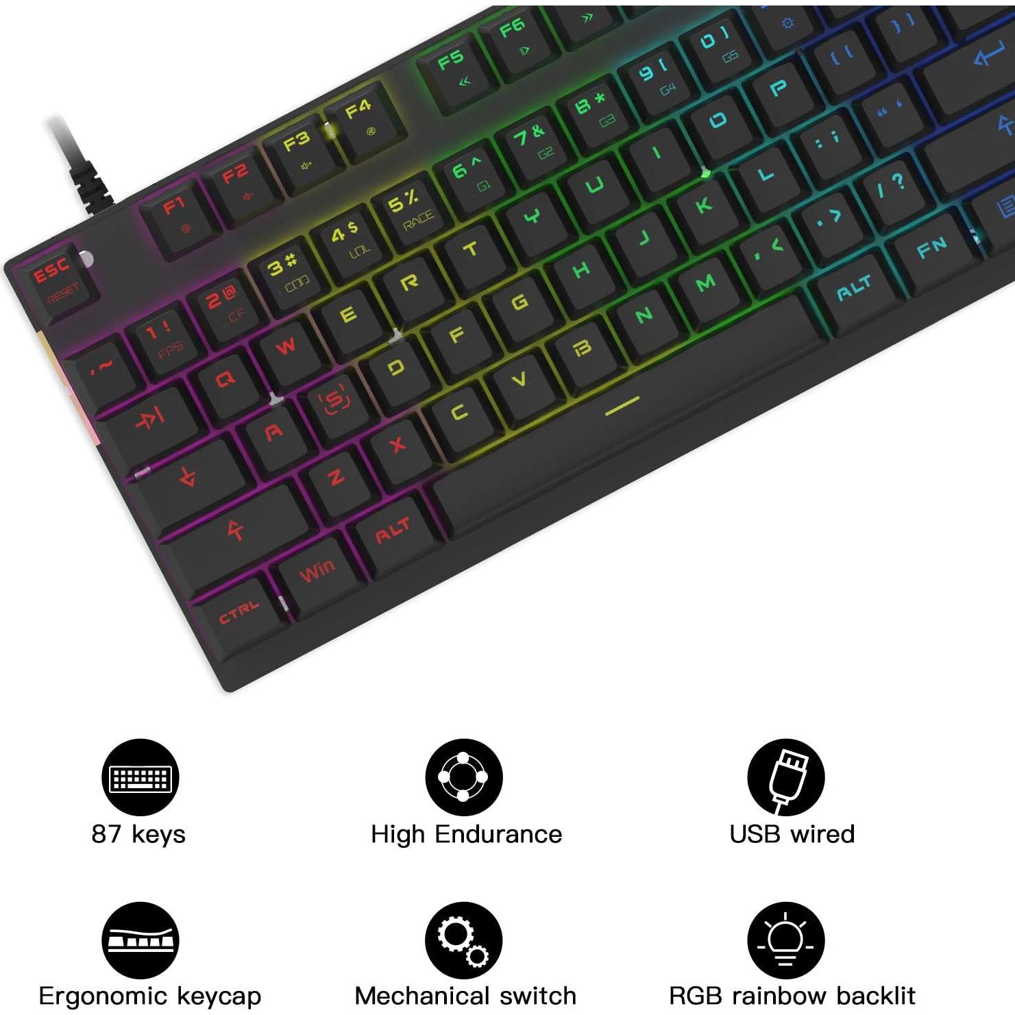 Teclado Mecánico MOTOSPEED MSCK82 RGB 87 Teclas Compacto