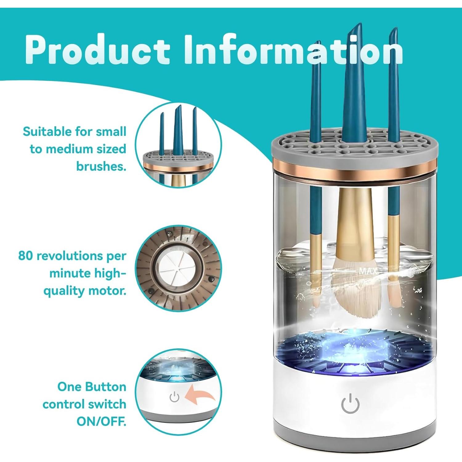 Limpiador Eléctrico de Brochas de Maquillaje - USB, Rápido y Eficiente