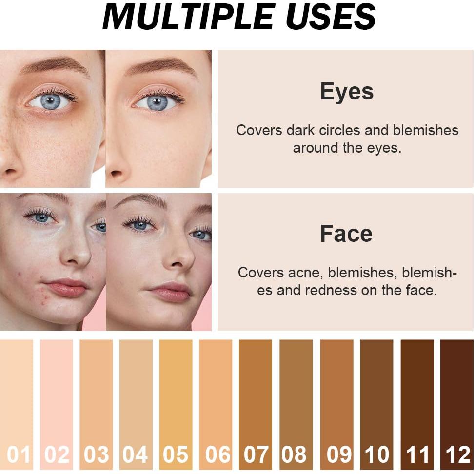 Corrector de Ojeras Kaely 2Pcs - Cobertura Completa, Impermeable