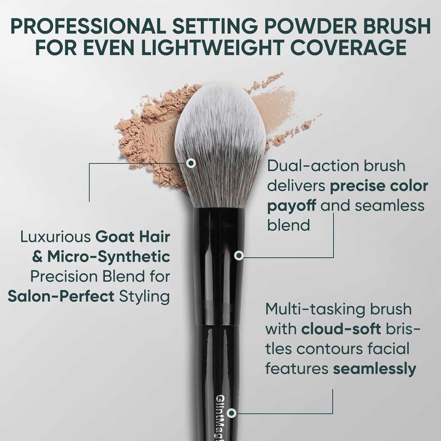 Brocha de Polvo Profesional Glintmagic+ Tapered 20cm Cerdas Suaves