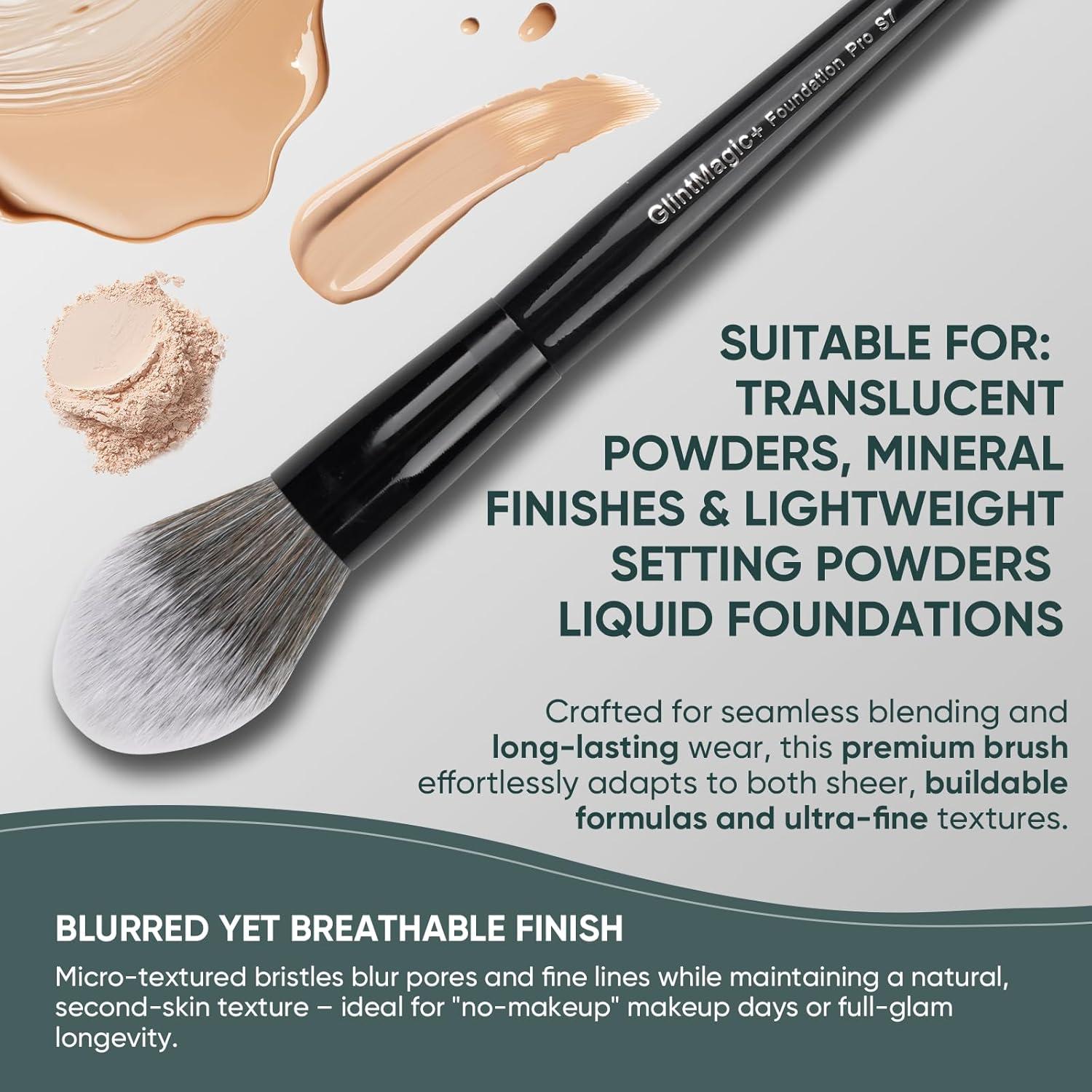 Brocha de Polvo Profesional Glintmagic+ Tapered 20cm Cerdas Suaves