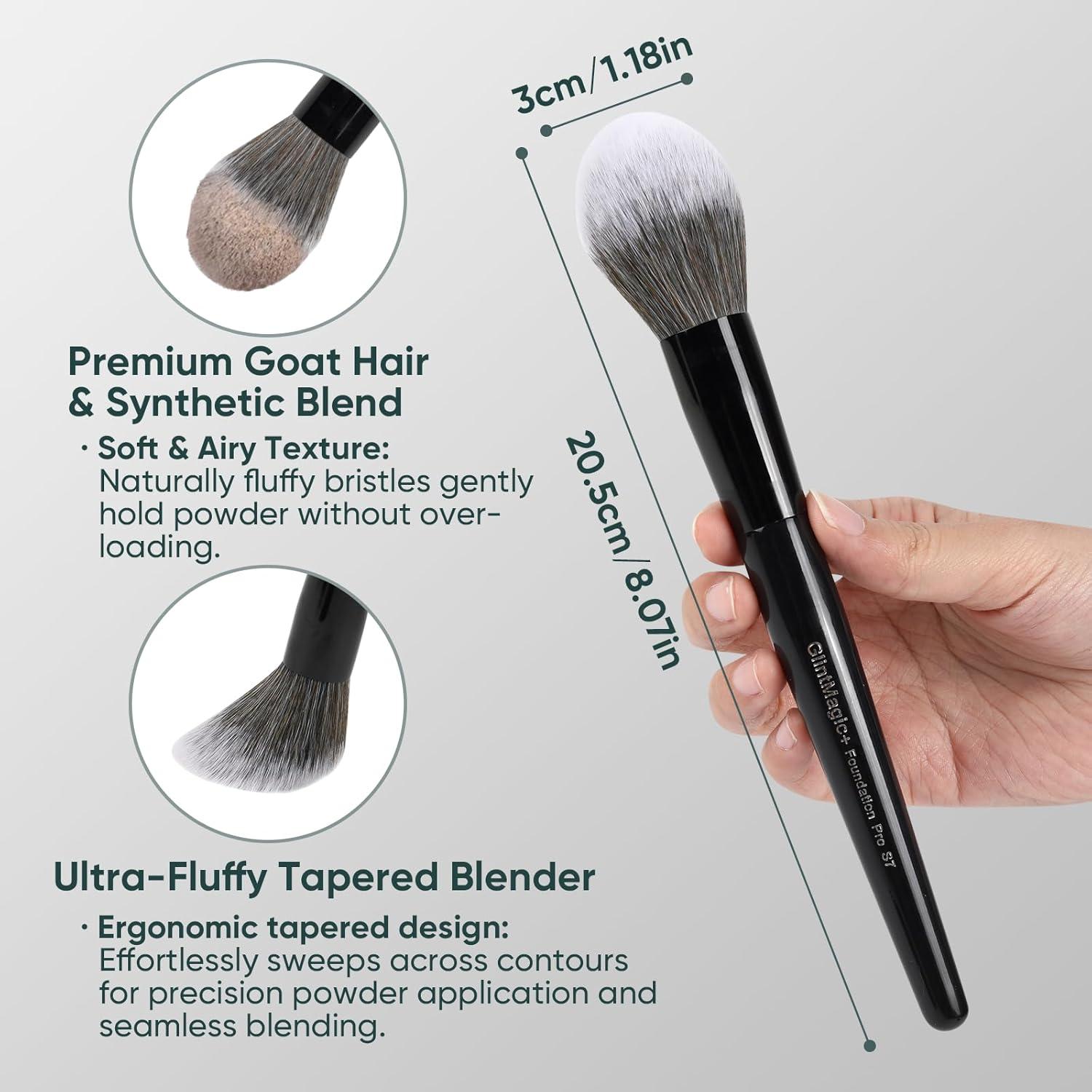 Brocha de Polvo Profesional Glintmagic+ Tapered 20cm Cerdas Suaves