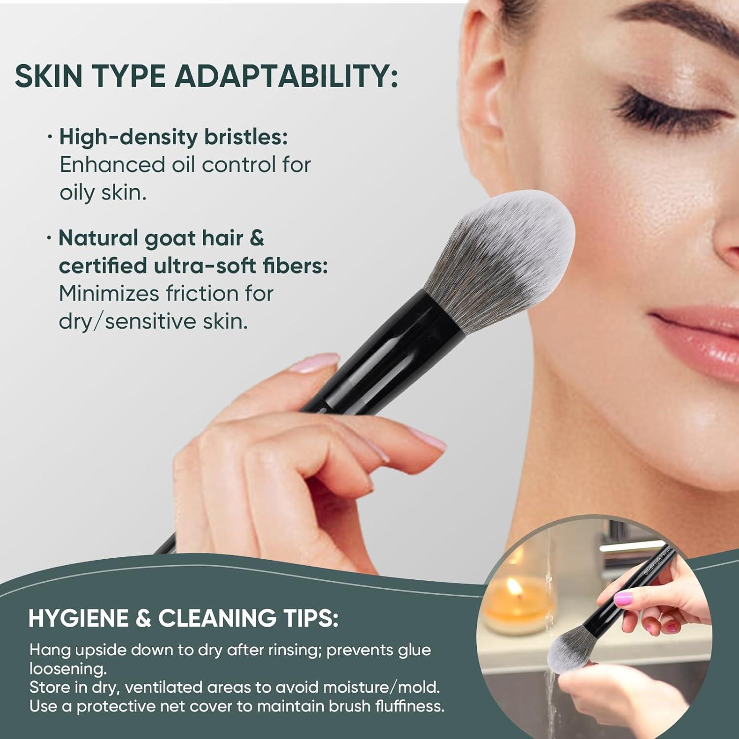 Brocha de Polvo Profesional Glintmagic+ Tapered 20cm Cerdas Suaves