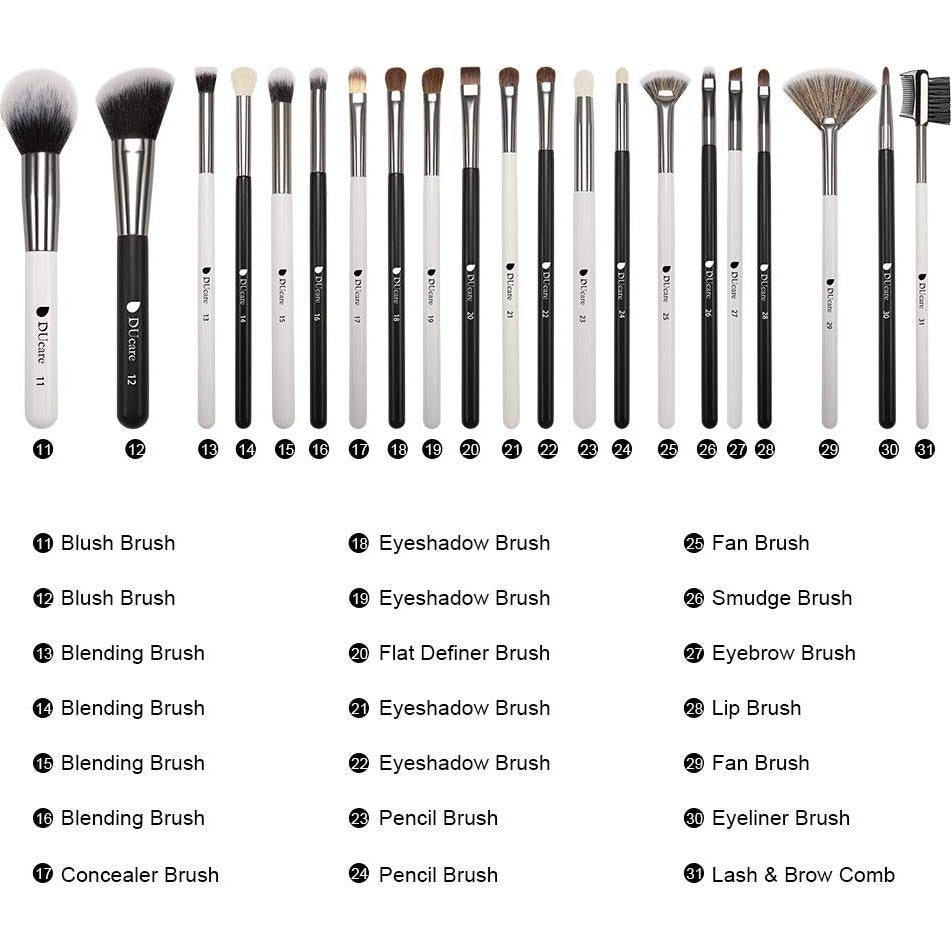 Conjunto de Brochas de Maquillaje Profesional DUcare 31Pcs con Organizador