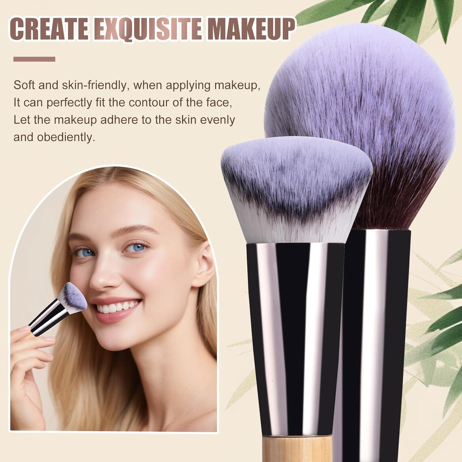 Juego de Brochas de Maquillaje BS-MALL 7 Piezas con Puff Bambú