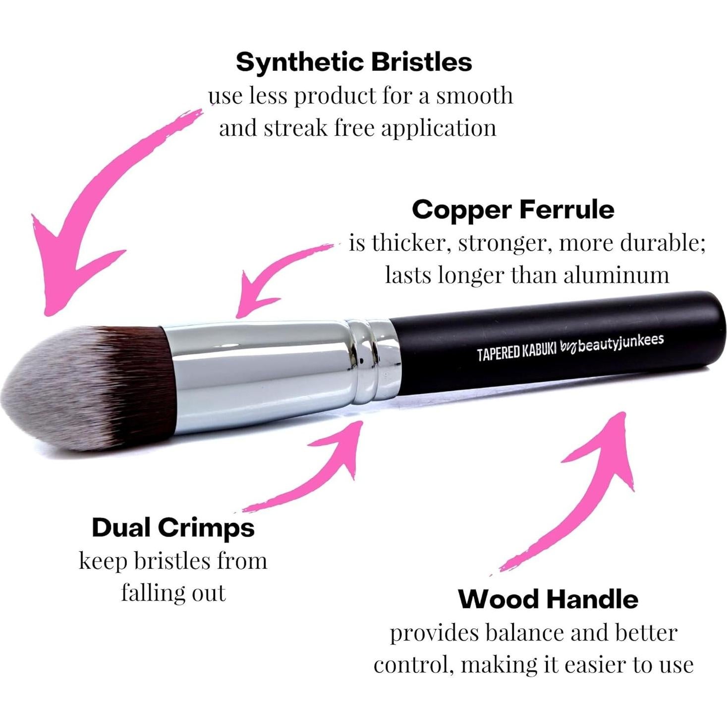 Pincel Kabuki Tapered Beauty Junkees para Corrector de Ojeras