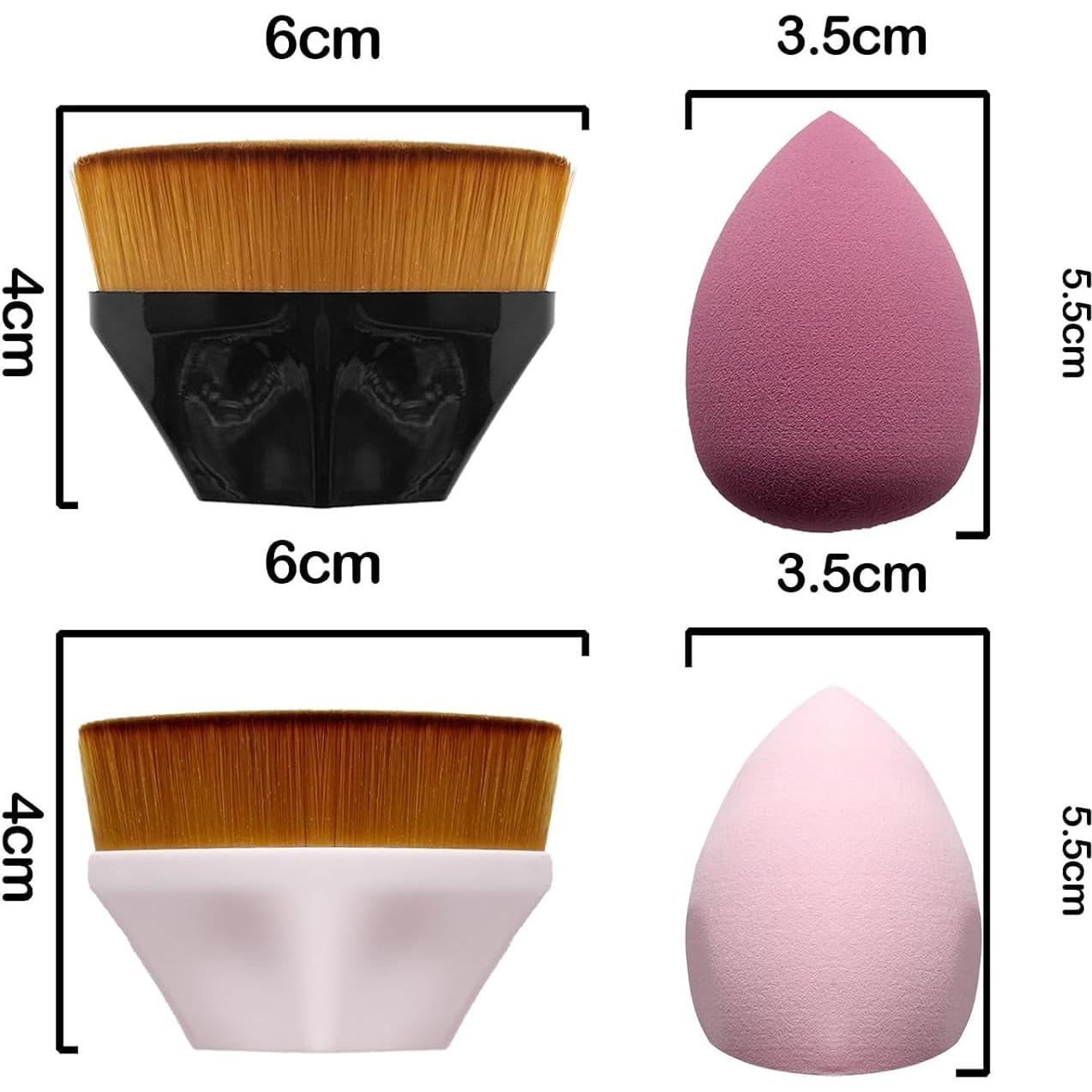 Juego de 2 Pinceles y 2 Esponjas de Maquillaje Beige