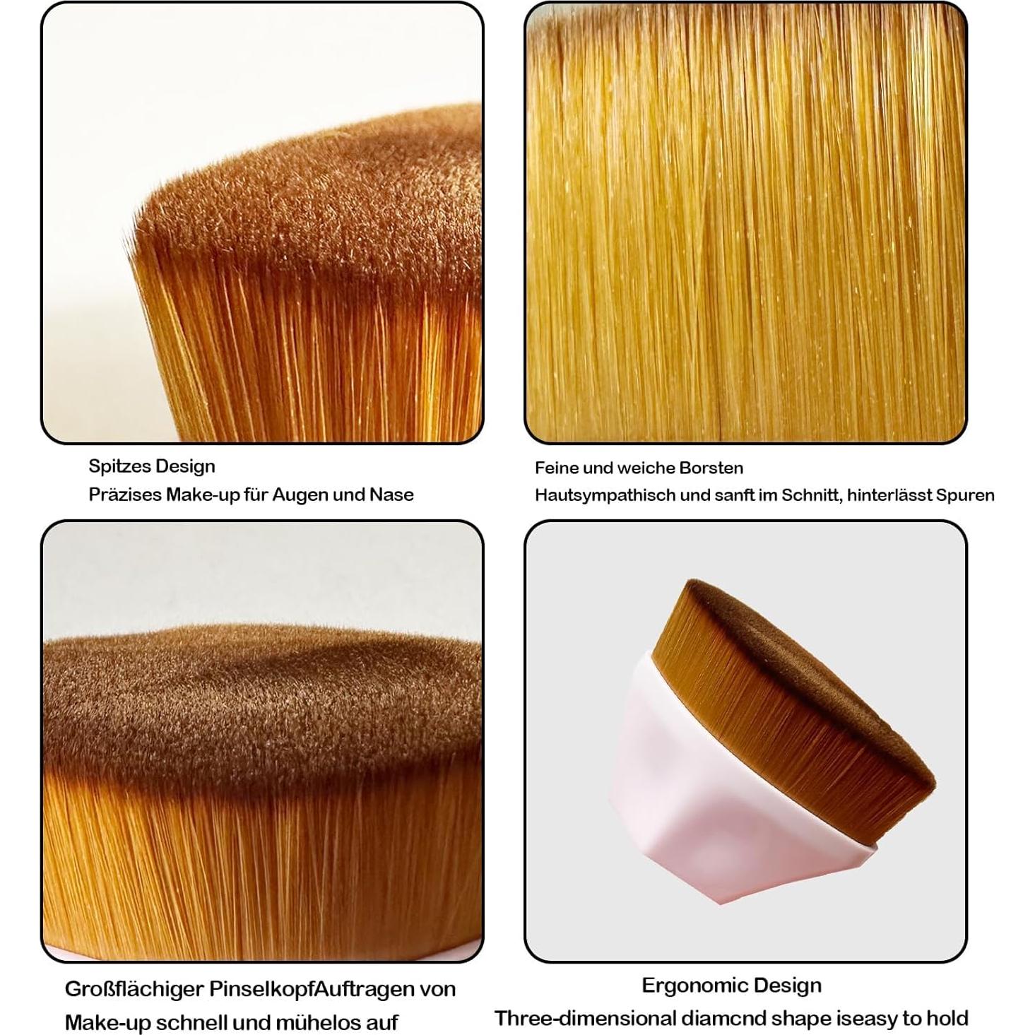 Juego de 2 Pinceles y 2 Esponjas de Maquillaje Beige