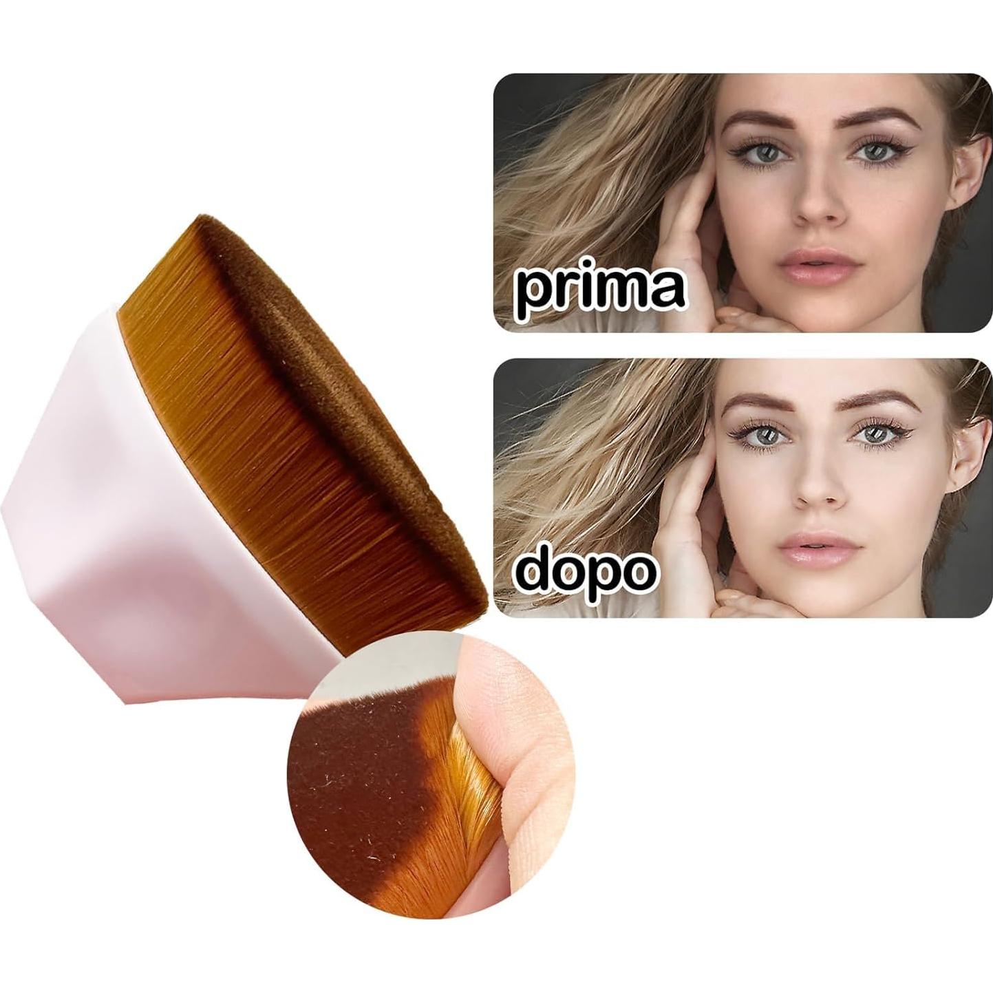 Juego de 2 Pinceles y 2 Esponjas de Maquillaje Beige