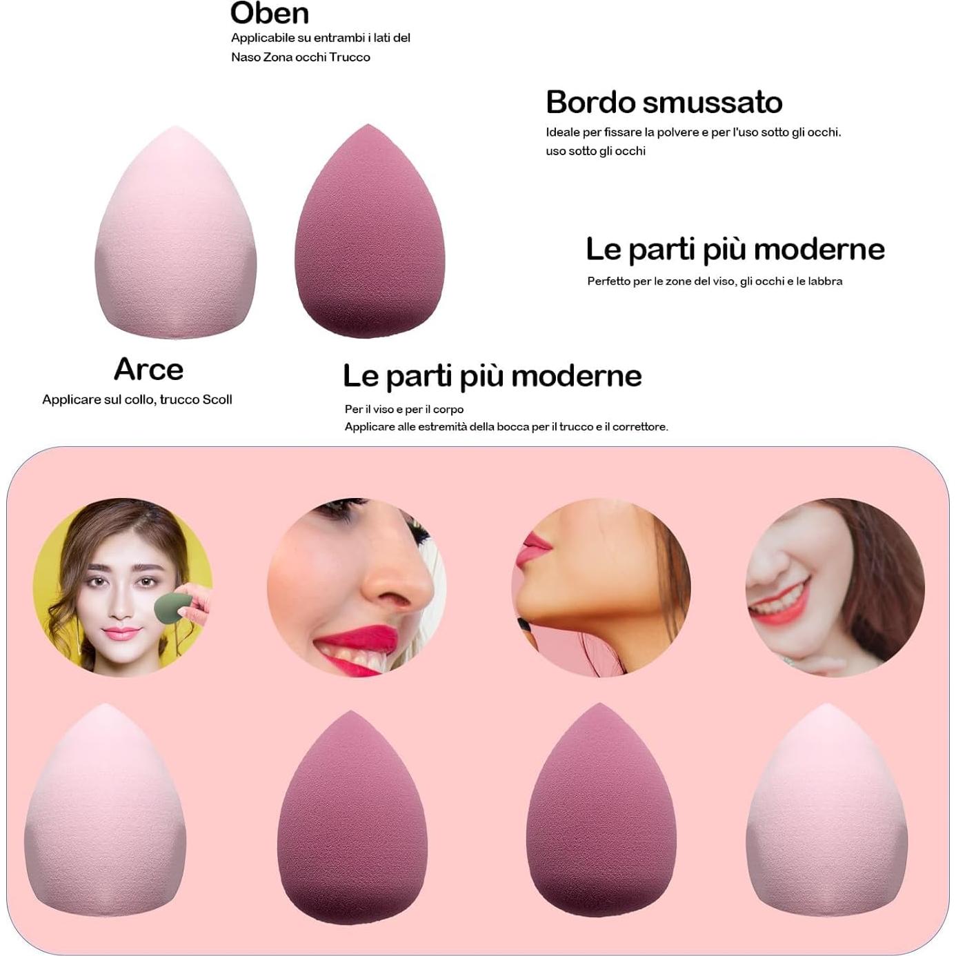 Juego de 2 Pinceles y 2 Esponjas de Maquillaje Beige