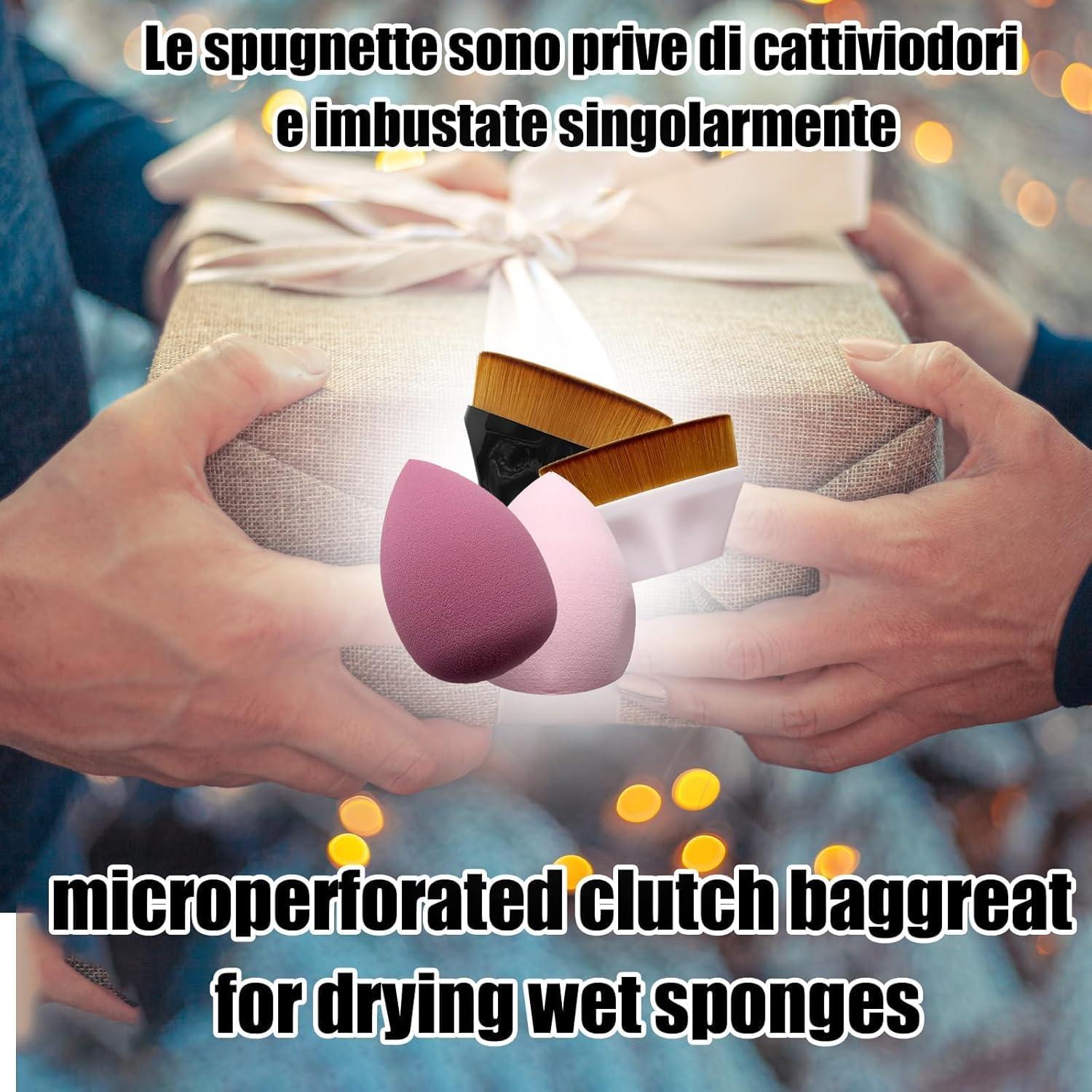 Juego de 2 Pinceles y 2 Esponjas de Maquillaje Beige