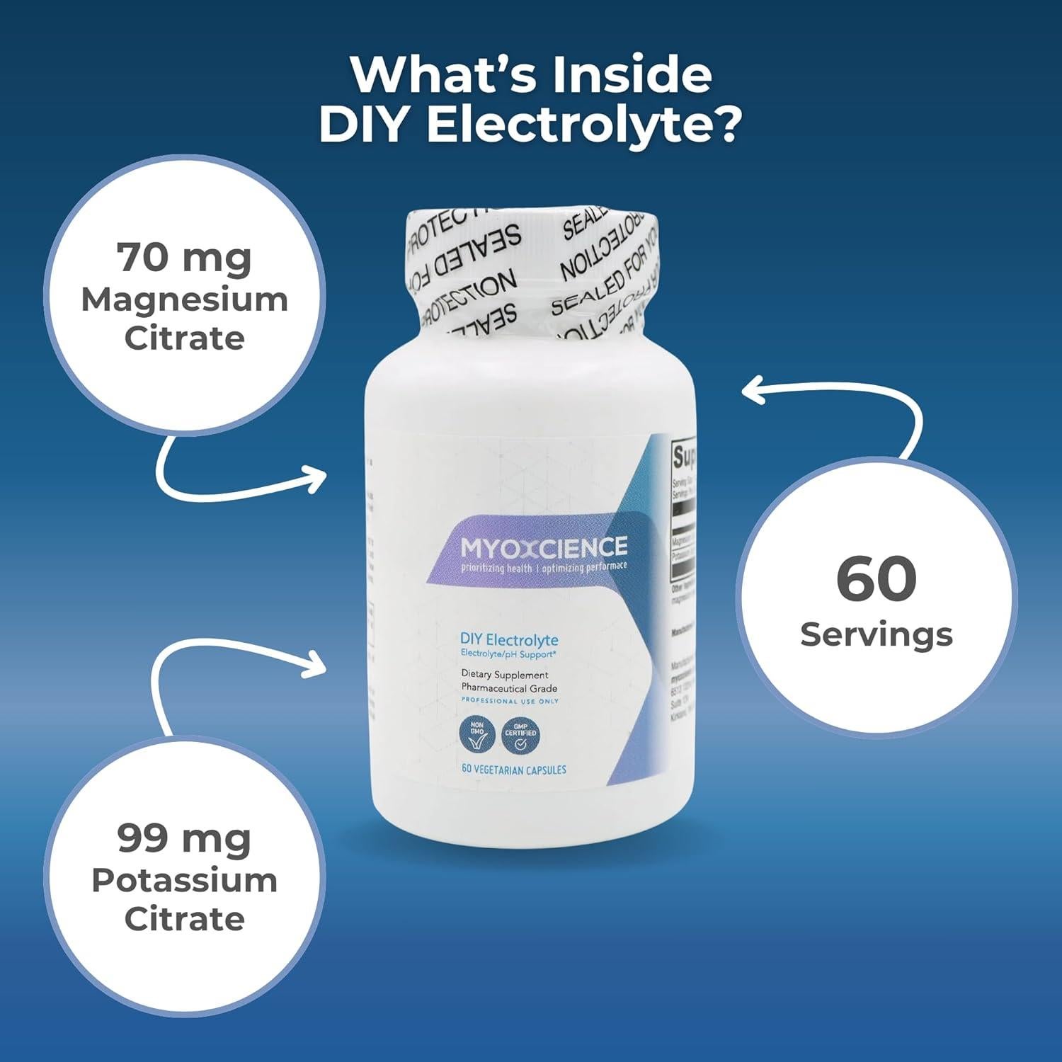 Electrolito Myoxcience 99 mg Potasio 50 mg Magnesio 90 Cápsulas