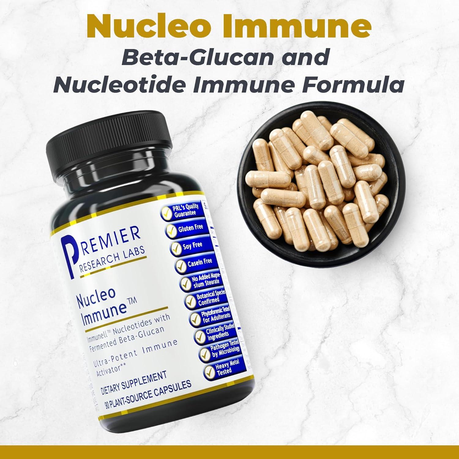 Premier Research Labs Nucleo Immune - Beta Glucan Supplements, Beta Glucans, Phytochemicals, Prickly Pear, Fiber, Immune Support - 90 Capsules