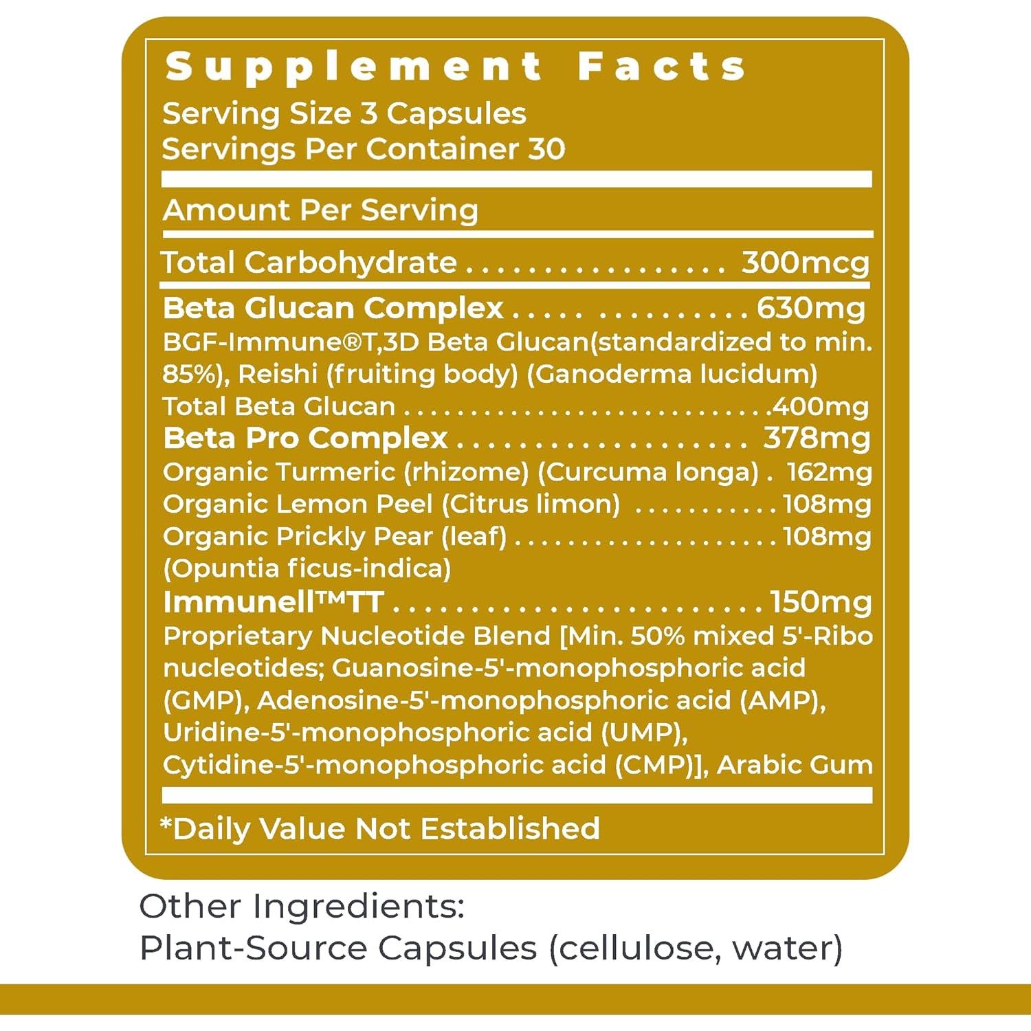 Premier Research Labs Nucleo Immune - Beta Glucan Supplements, Beta Glucans, Phytochemicals, Prickly Pear, Fiber, Immune Support - 90 Capsules