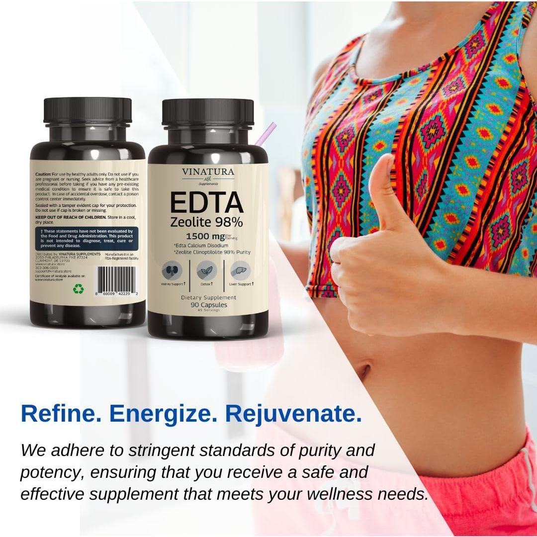 Cápsulas de EDTA 1500mg Vinatura - Soporte Hepático 90 Unidades