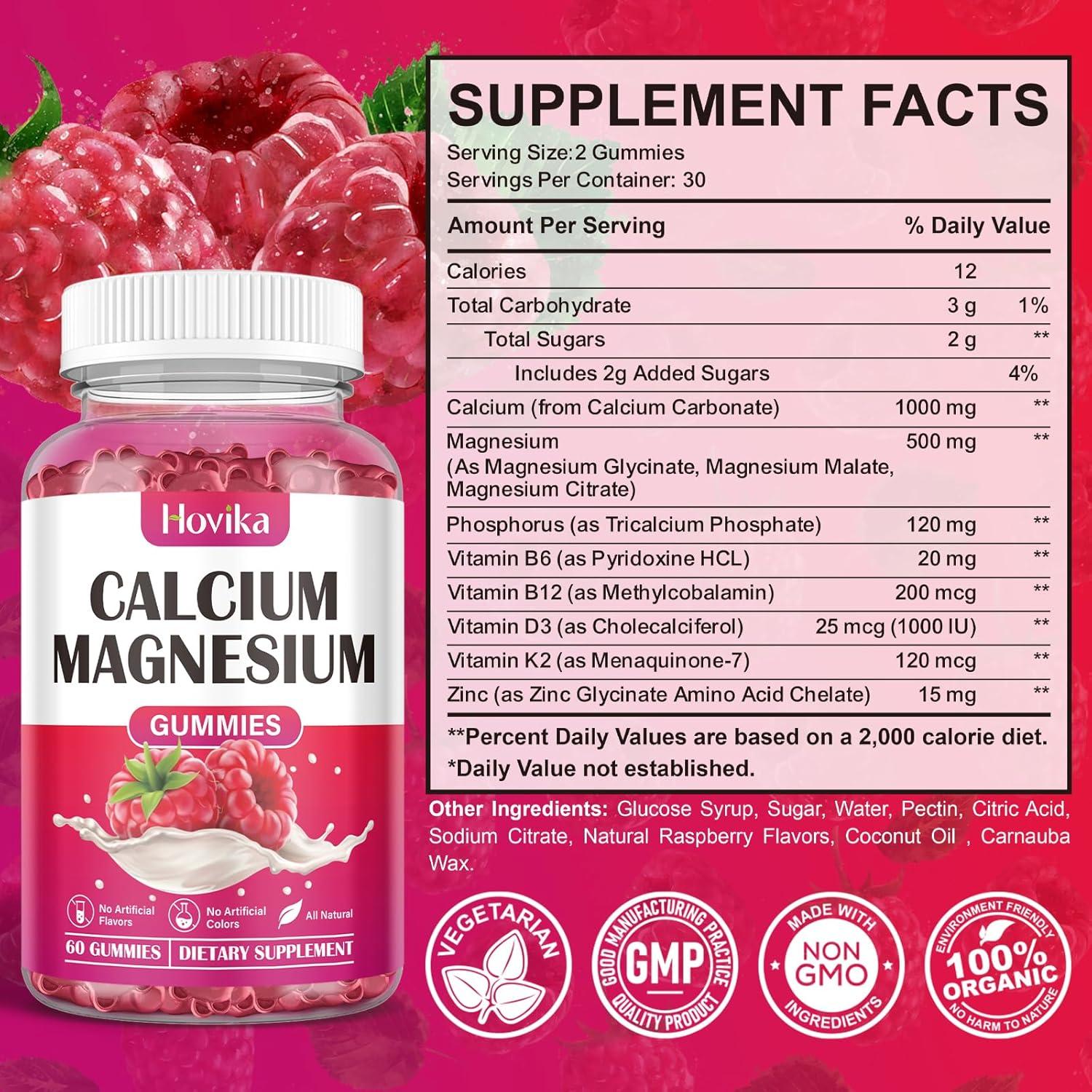 Gomitas de Calcio Magnesio Zinc Hovika 120 Unidades Sabor Frambuesa