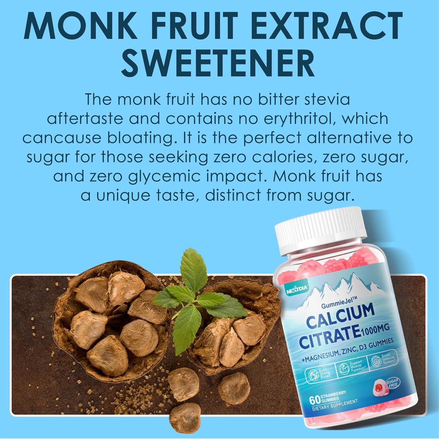 Citrato de Calcio 1000mg Gominolas Veganas con Magnesio y D3