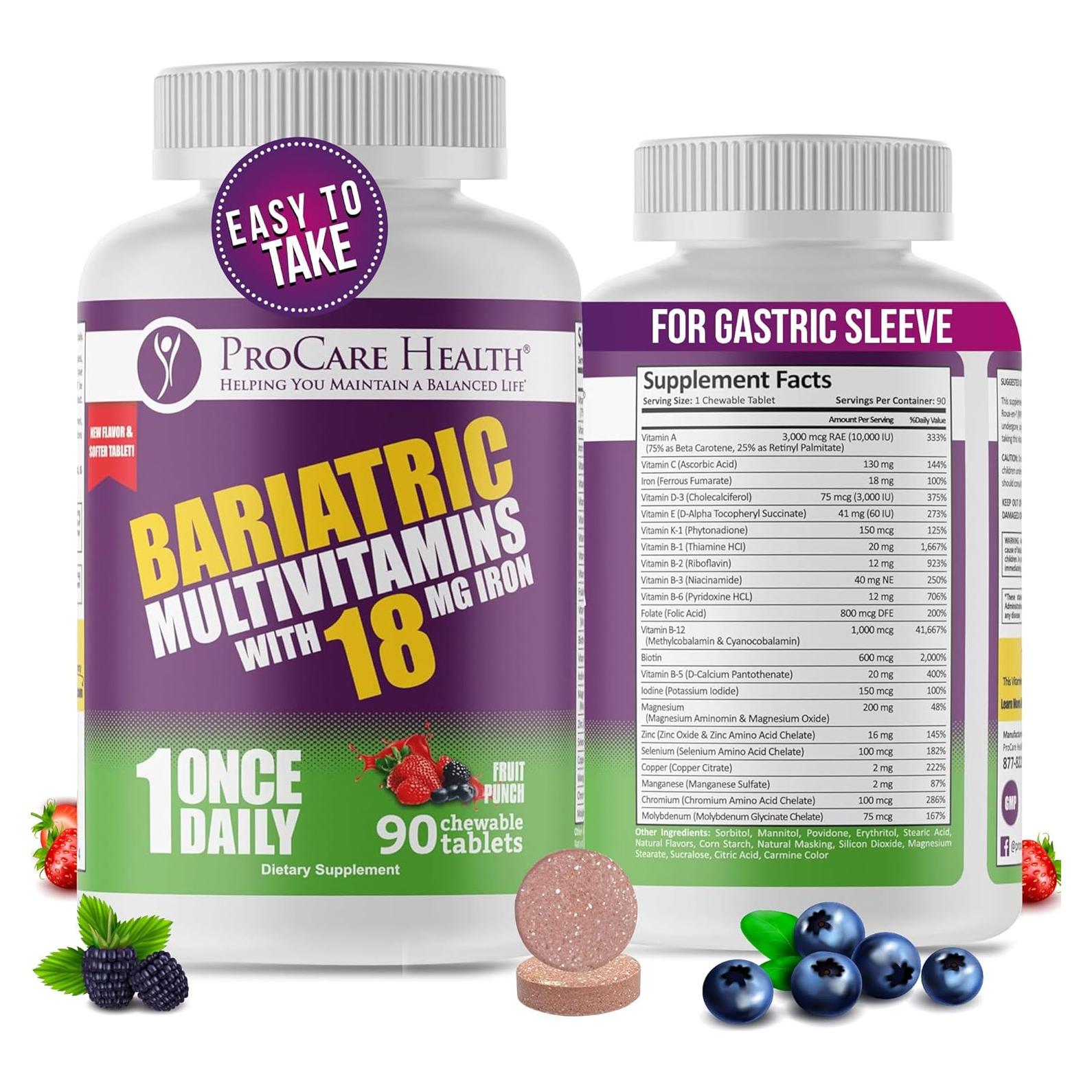 Multivitamina Masticable ProCare Health Bariátrica 90 Tabletas Fruta Punch