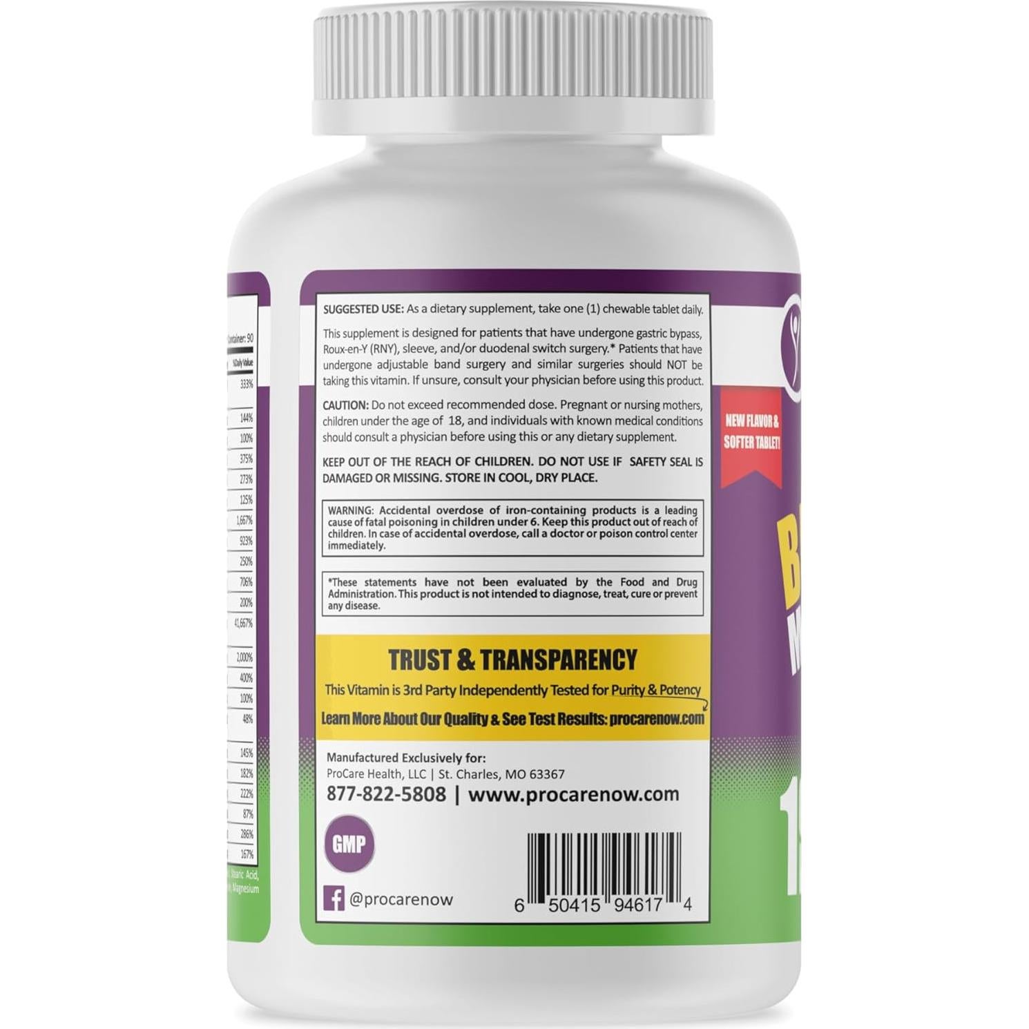 Multivitamina Masticable ProCare Health Bariátrica 90 Tabletas Fruta Punch